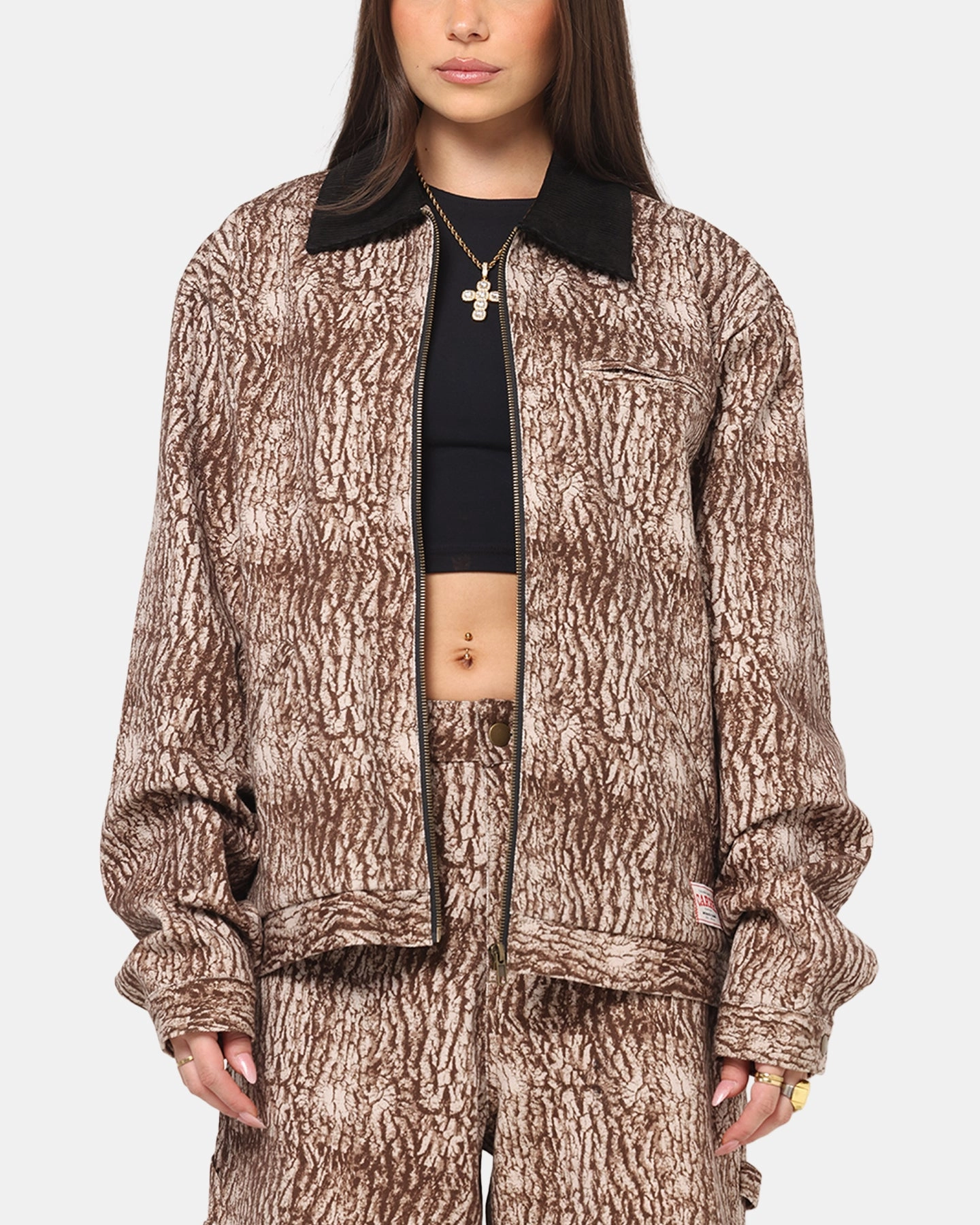 Carre Canvas Jacket Tree Bark Casual Tee Sweat Absorbing Lining