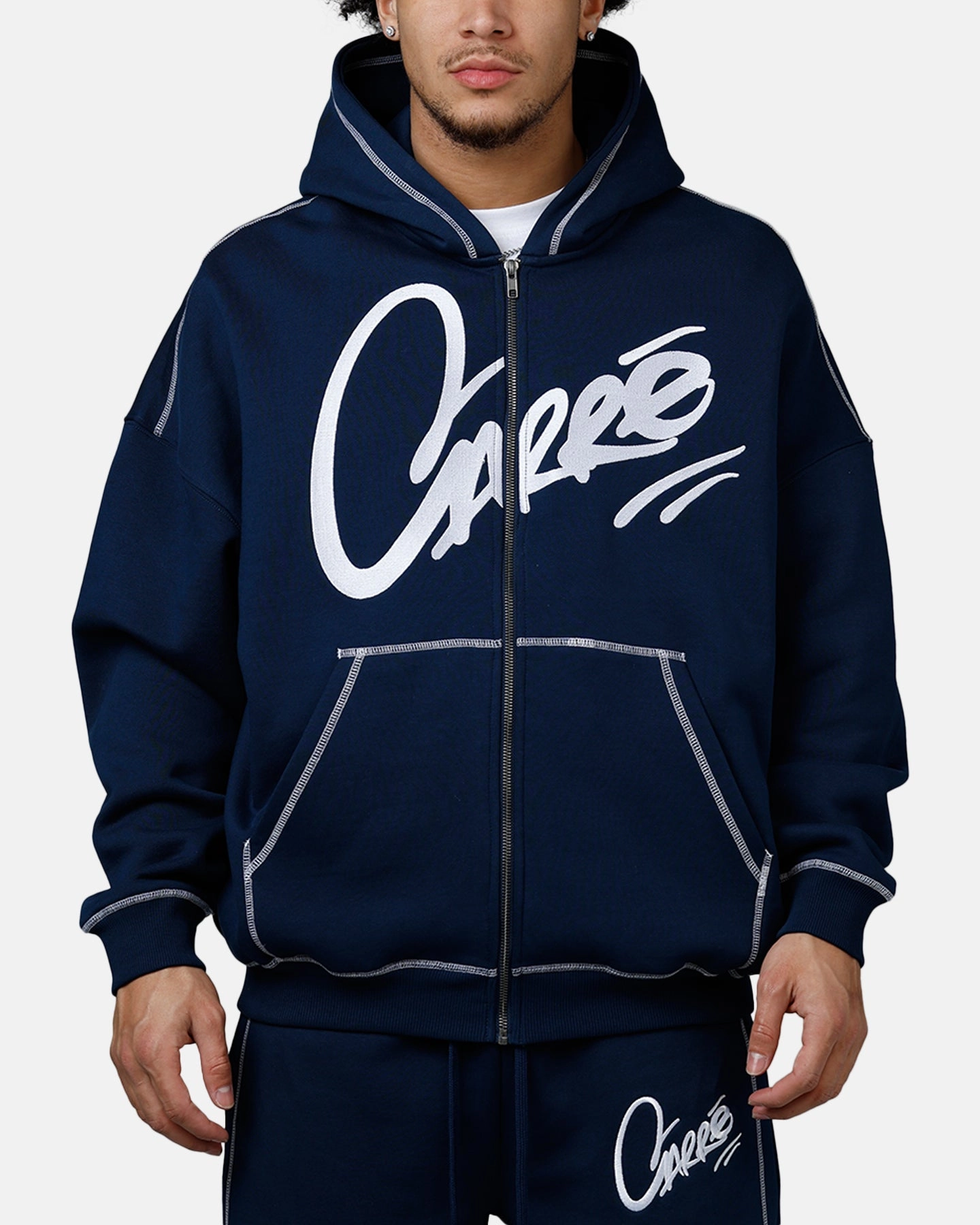 Carre Corrupt Hoodie Navy Unstructured Silhouette Earthy Tone Colorways