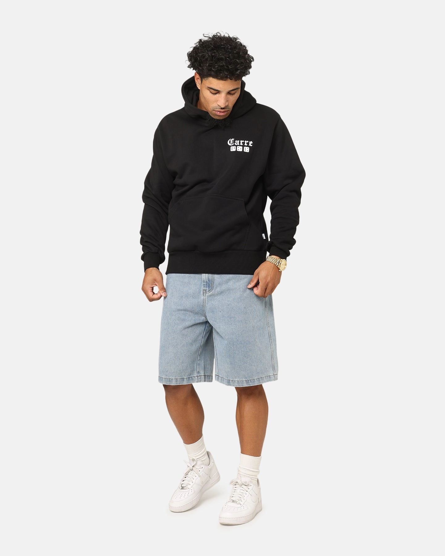 Natural Fiber Blend EcoFriendly Dye Carre Dice Club Hoodie Black