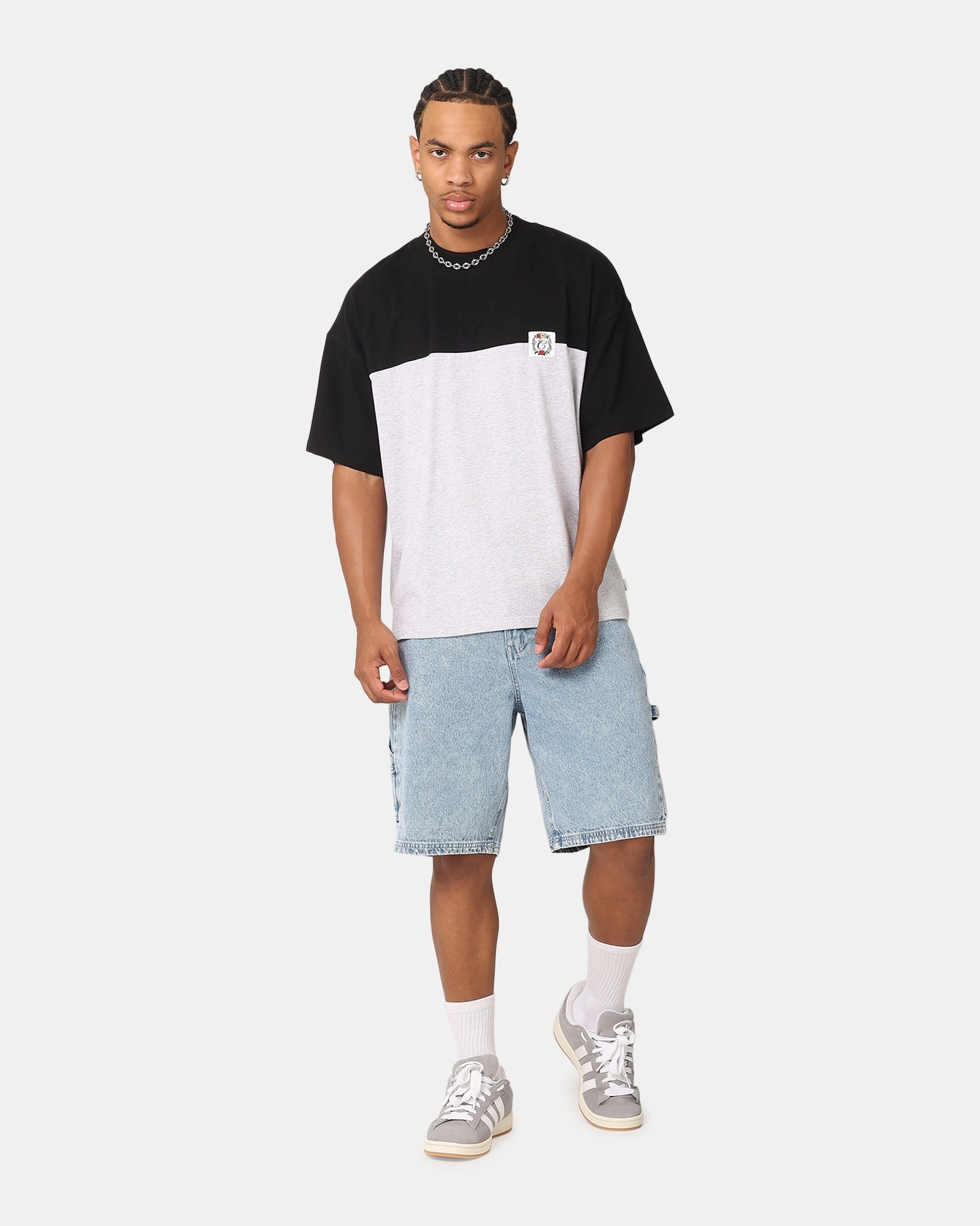 Carre Floral Oversized T-Shirt Black/Grey Marl Trendy Look EcoFriendly Material