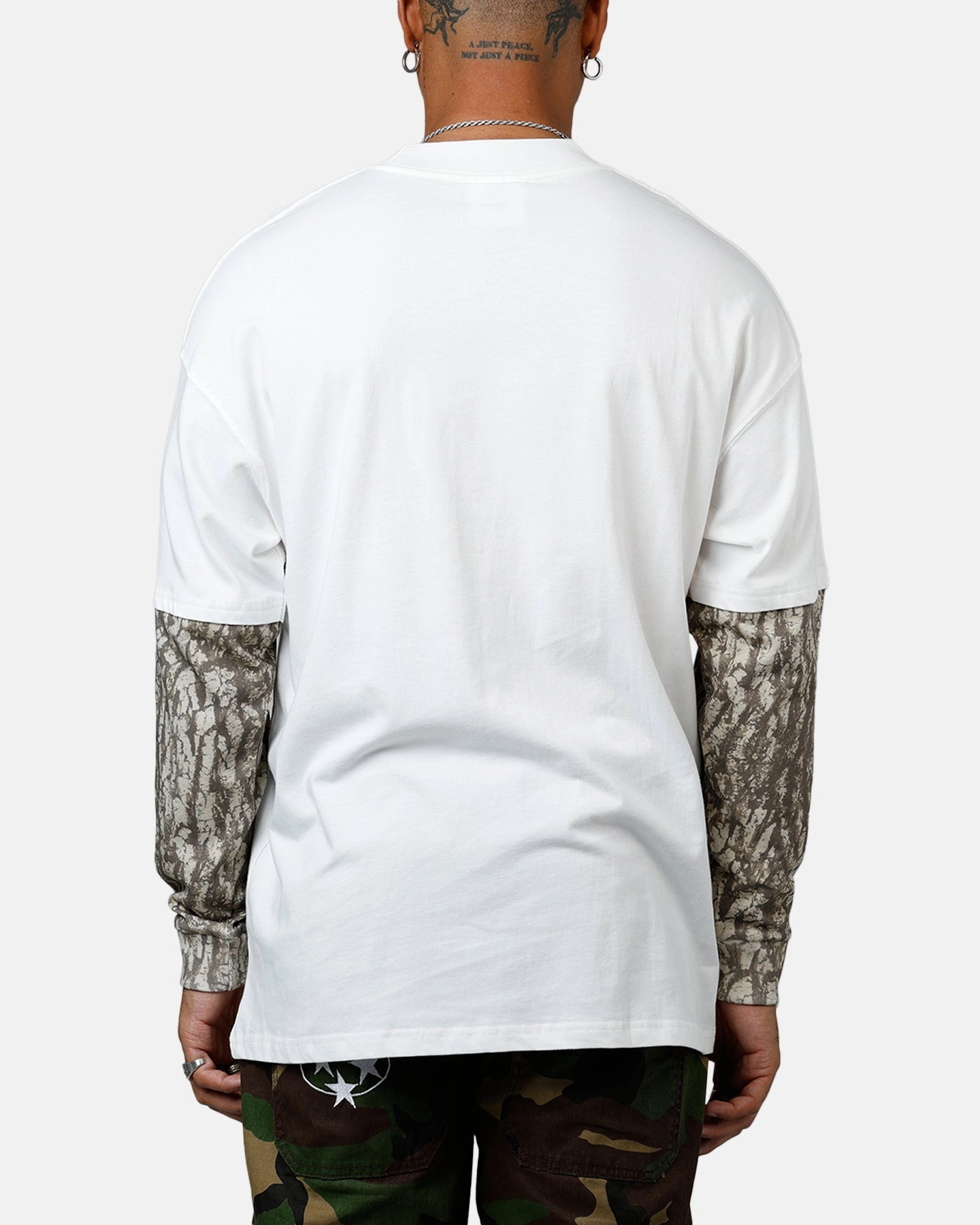 Carre Graffiti Layered Long Sleeve T-Shirt Off White Ribbed Knit Fabric