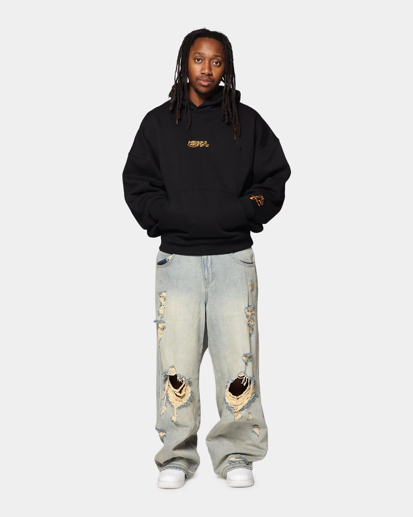 Carre Graffiti Logo Hoodie Black Midweight Four Way Stretch BlendMaterials