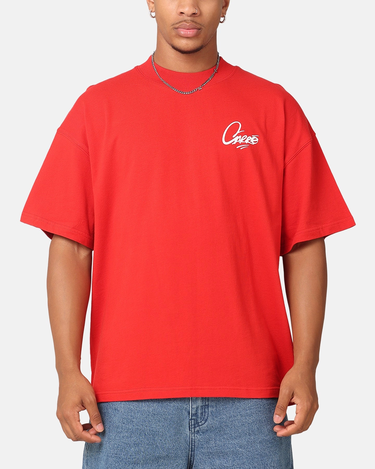 Basic Tee WrinkleResistant Fabric Carre Graffiti T-Shirt Red