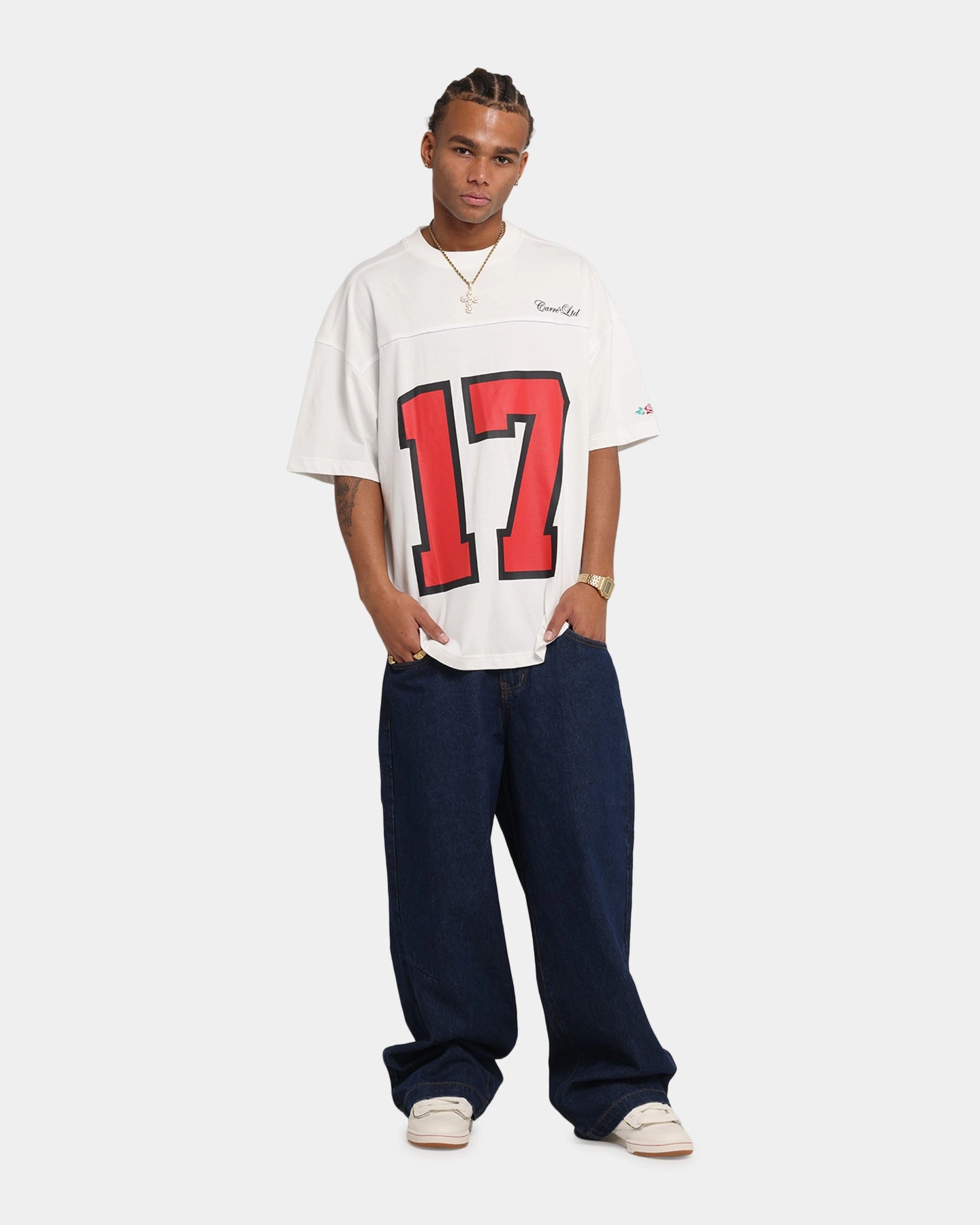 Chic Sweater Carre Hitta Grid Iron T-Shirt Off White/Red