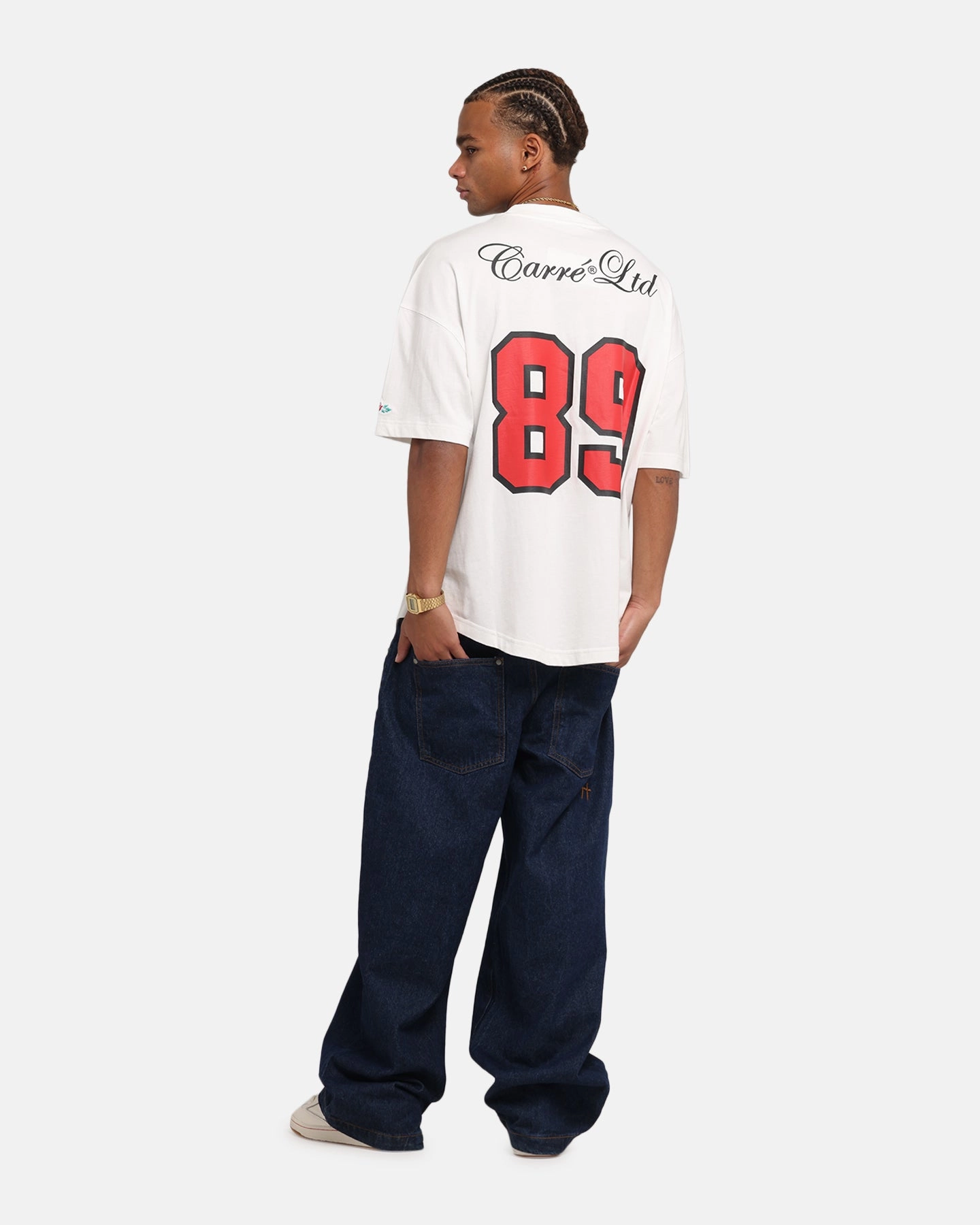 Sporty Style Non Irritating Label Carre Hitta Grid Iron T-Shirt Off White/Red