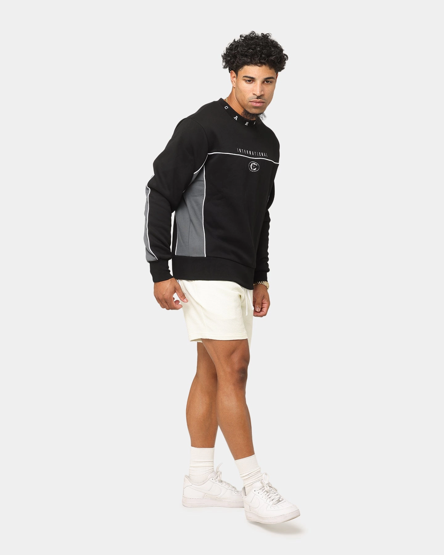 AllPurpose Design High Neck Design Carre International Crewneck Black/Grey