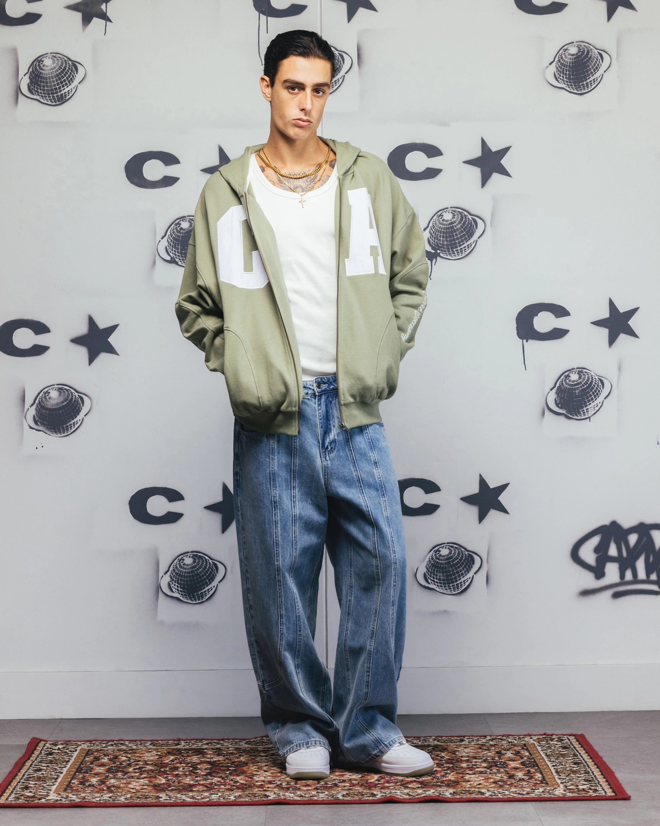 Elegant Blouse Cold Weather Carre Legacy Panelled Zip Hoodie Green