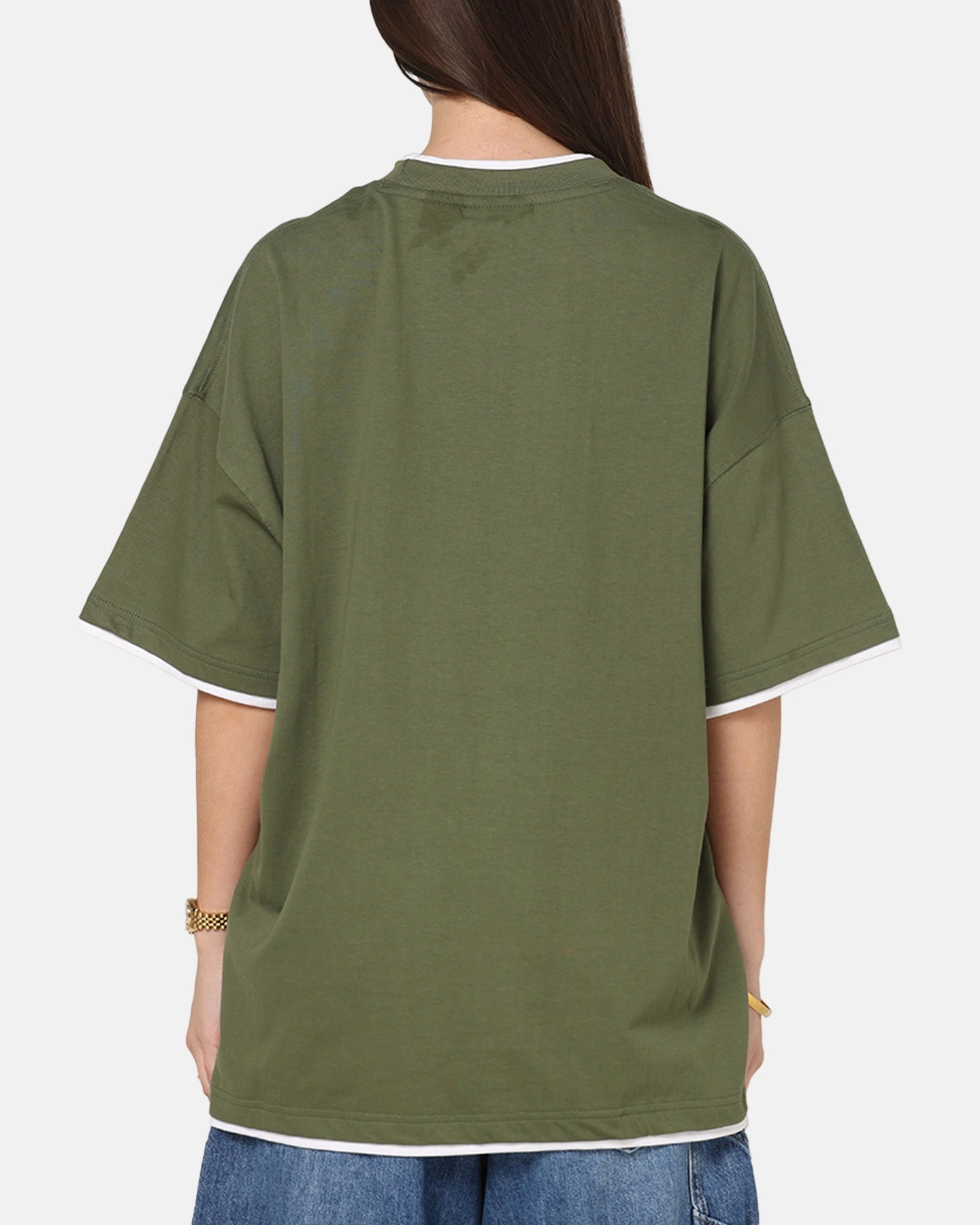 Carre Motion Layered T-Shirt Green/White Denim Shirt