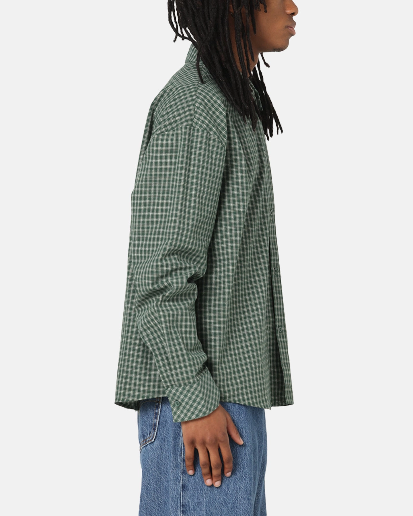 Thermal Regulation System Carre Motion Long Sleeve Button Up Shirt Green Check