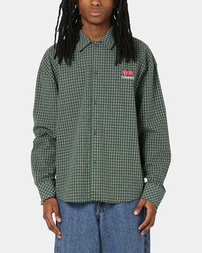 ContouredPanels MultiPurposeUtility Carre Motion Long Sleeve Button Up Shirt Green Check