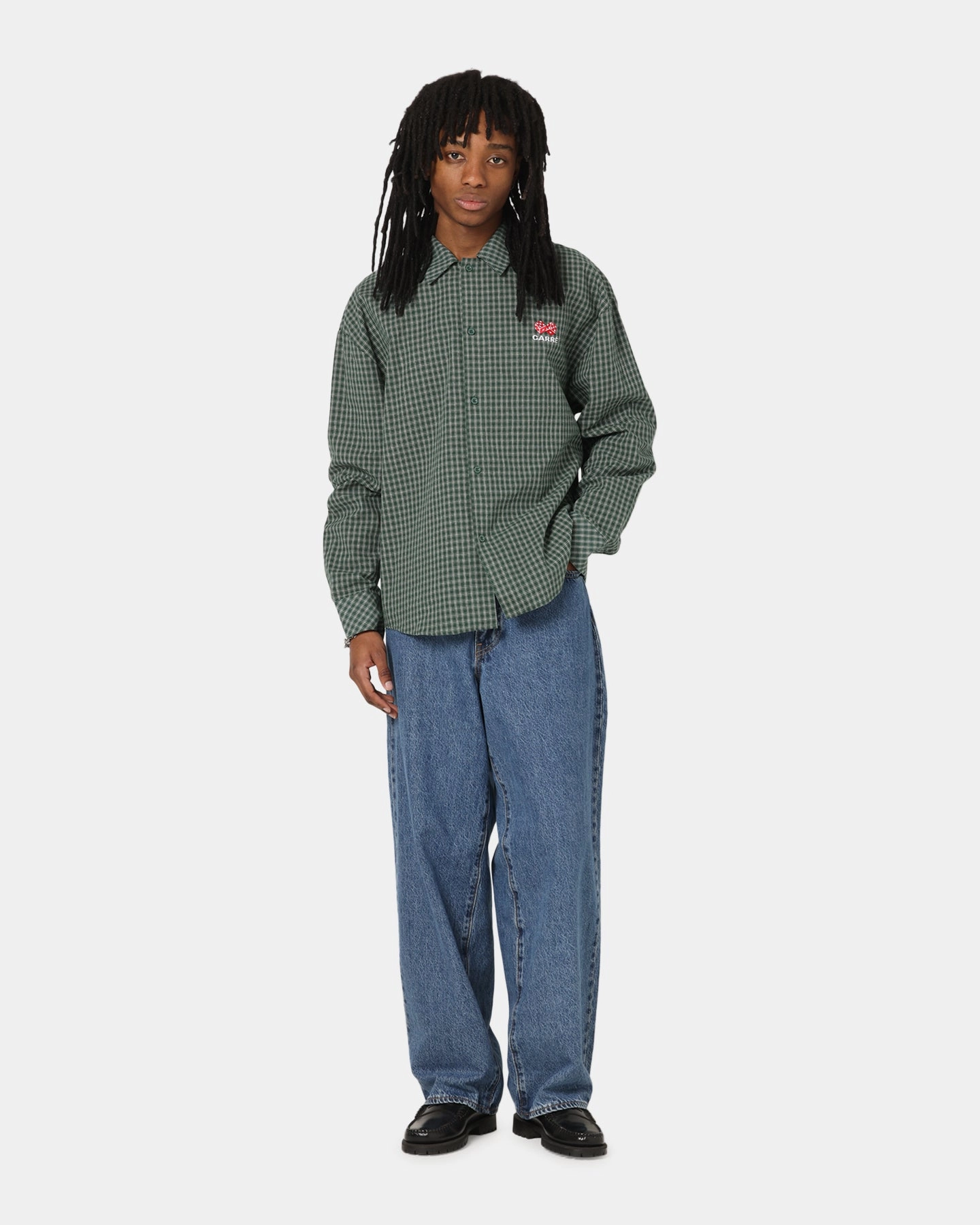 Carre Motion Long Sleeve Button Up Shirt Green Check NonScratchSurface