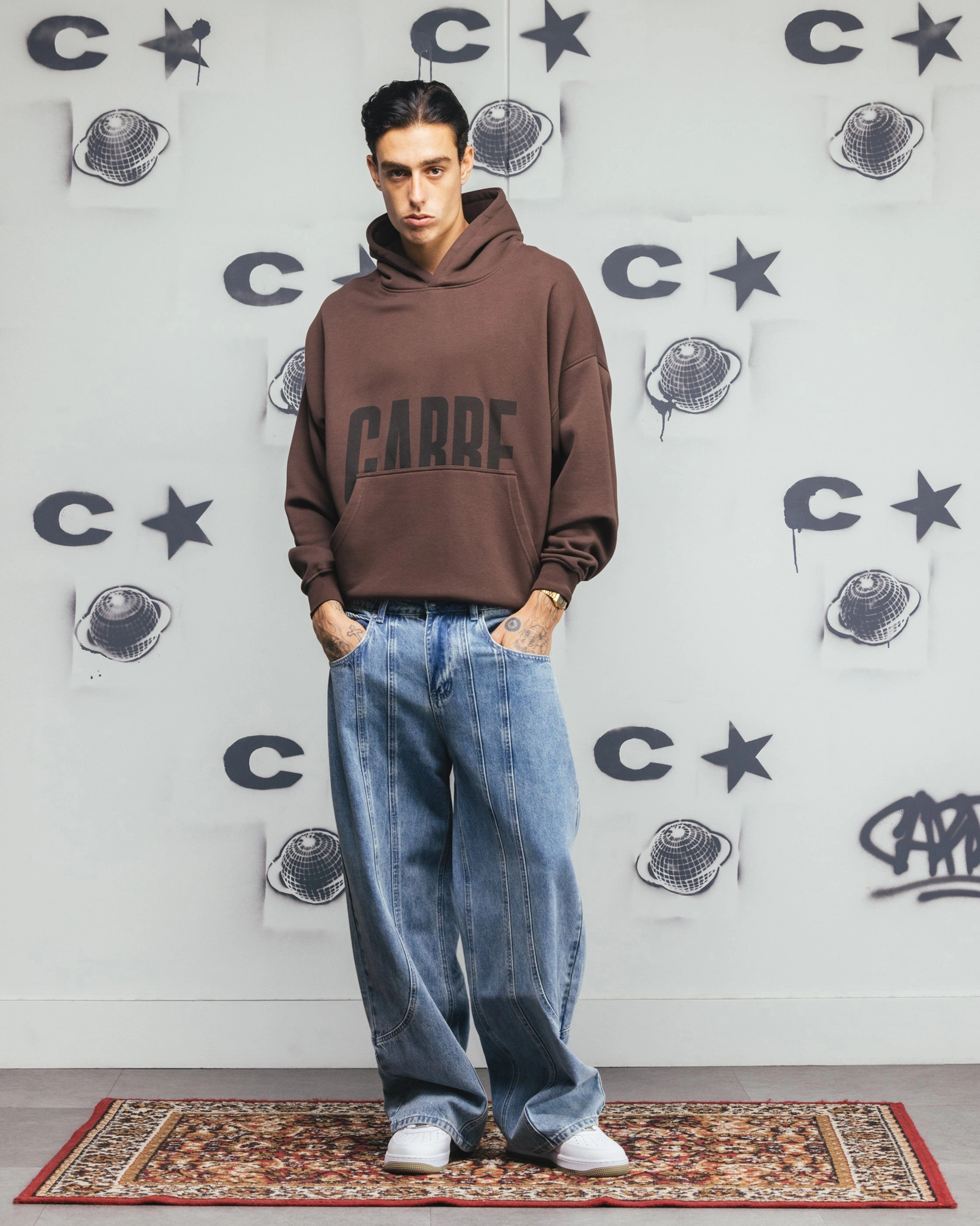 Durable Double Stitching Flexible Ribbing Carre Premium Essentials Hoodie Chocolate