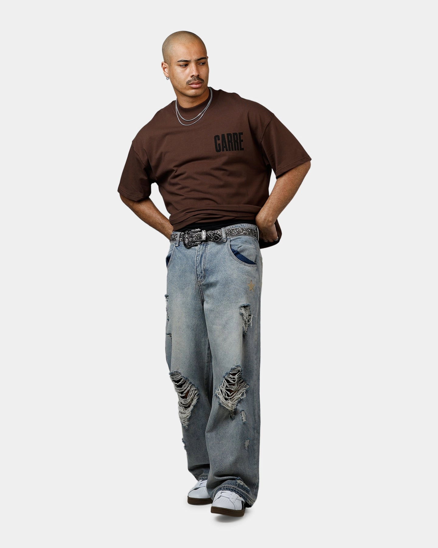 Carre Premium Essentials T-Shirt Chocolate ButtonFront Non Slip Shoulder Seams