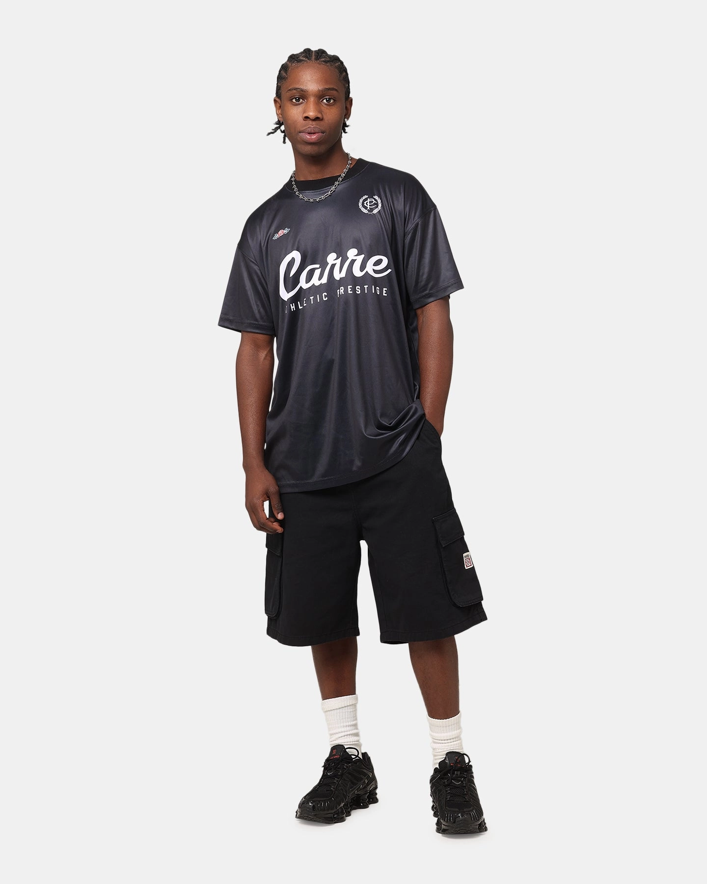 Carre Prestige Football T-Shirt Black DoubleStitched