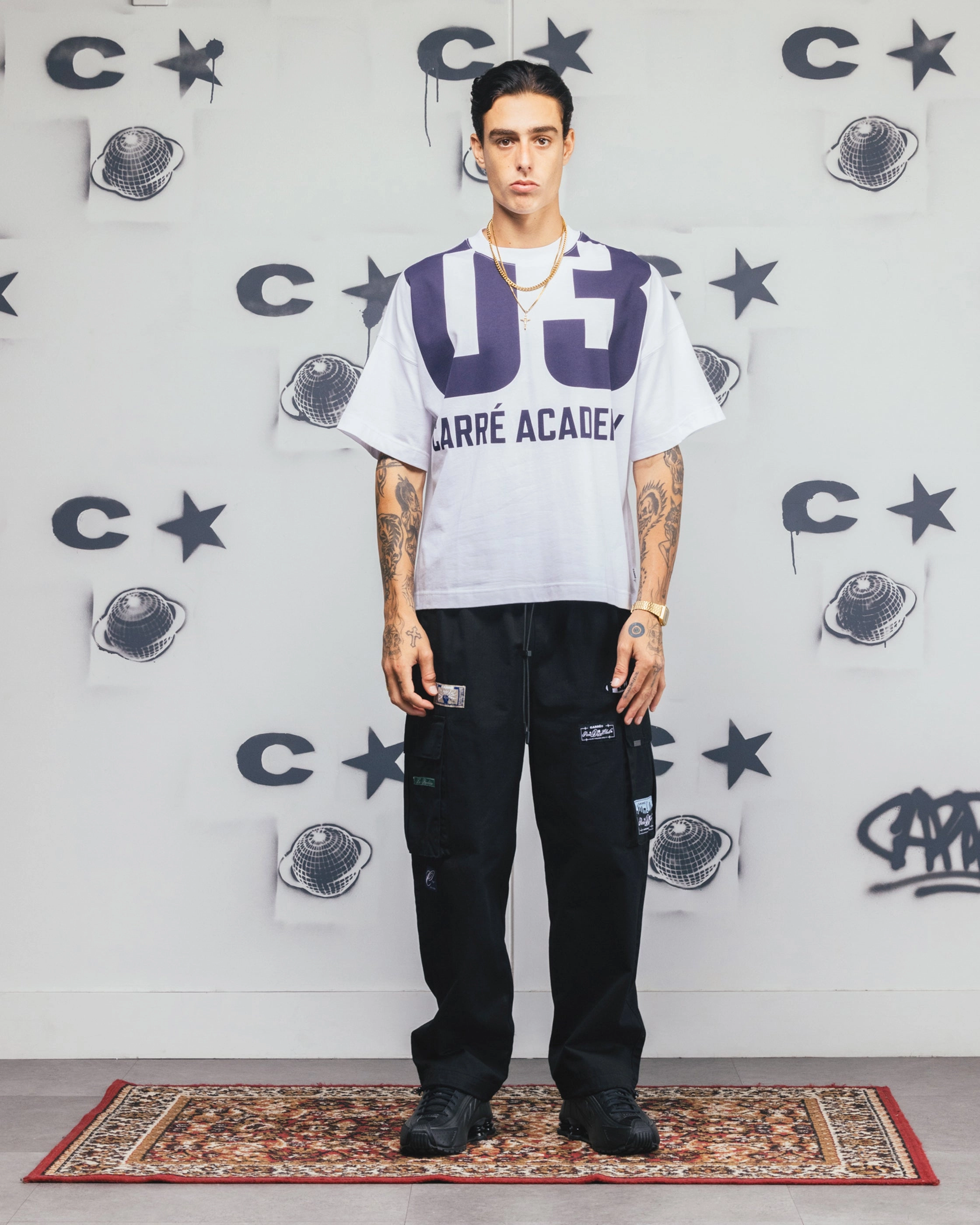 Carre Rally T-Shirt White/Navy TexturedSurface