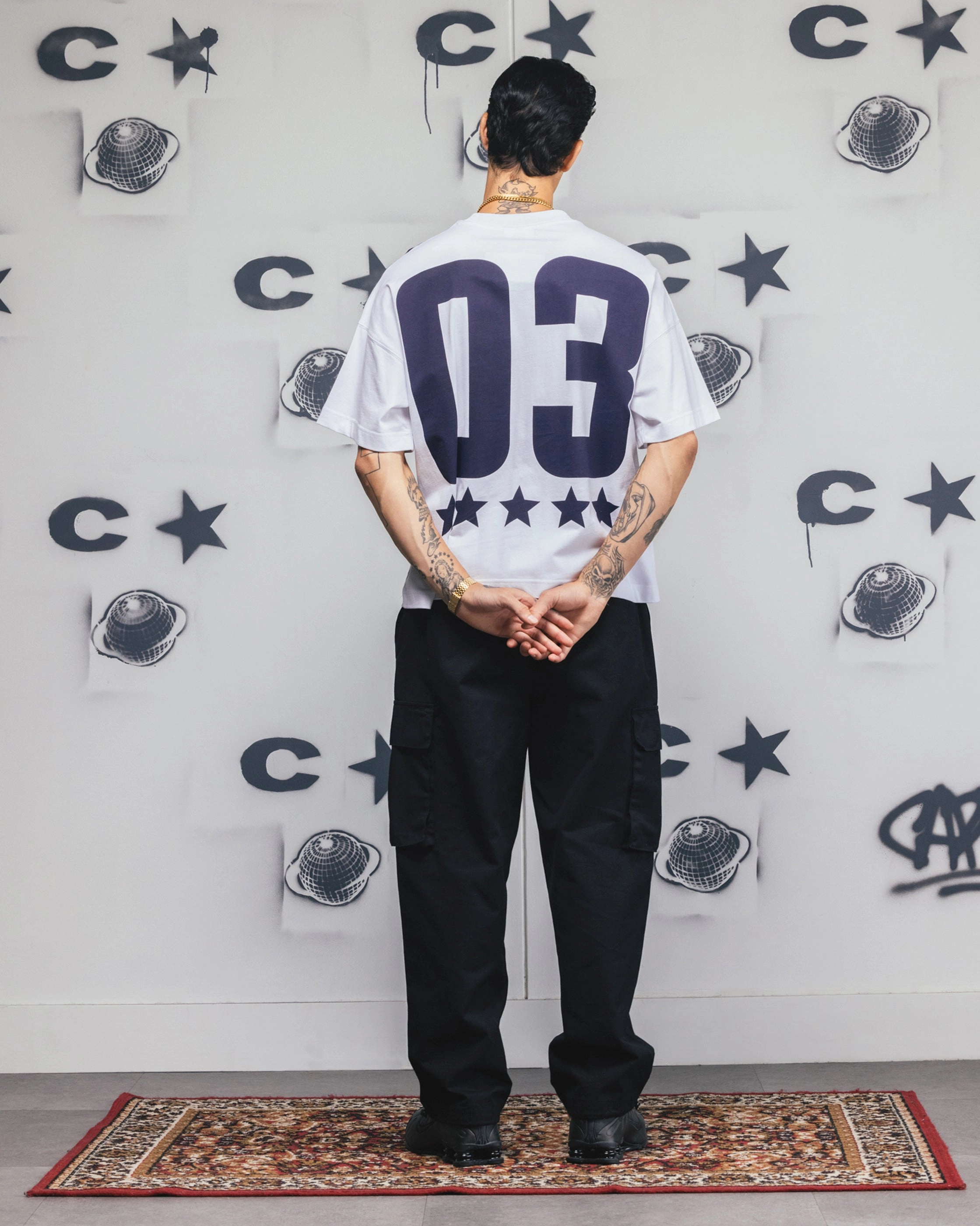 Carre Rally T-Shirt White/Navy Cozy Blouse Organic Cotton Blend