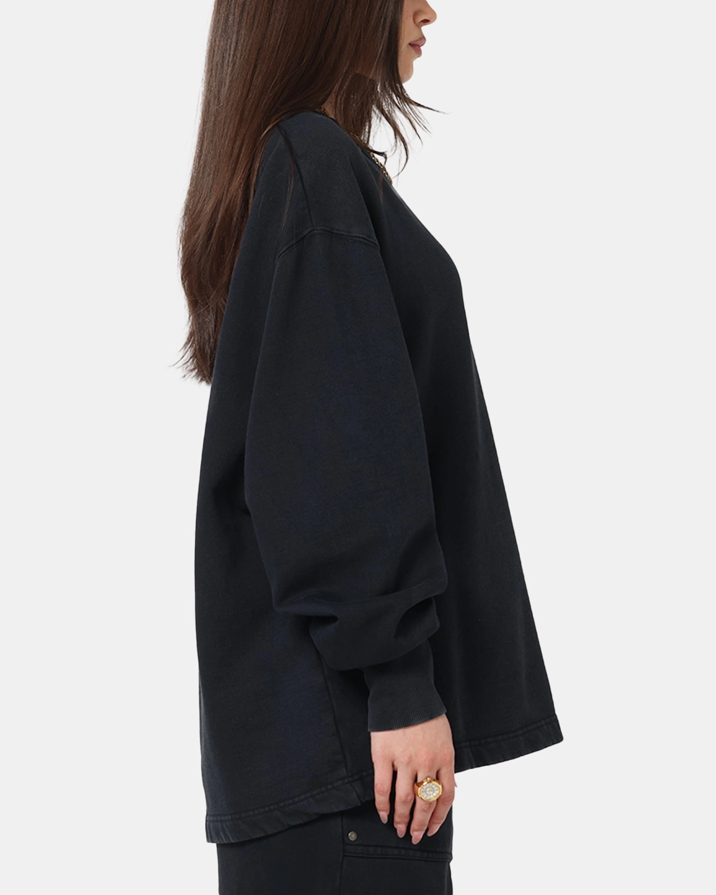 AllPurpose Design Reinforced Neckline Carre Rivet Crewneck Charcoal