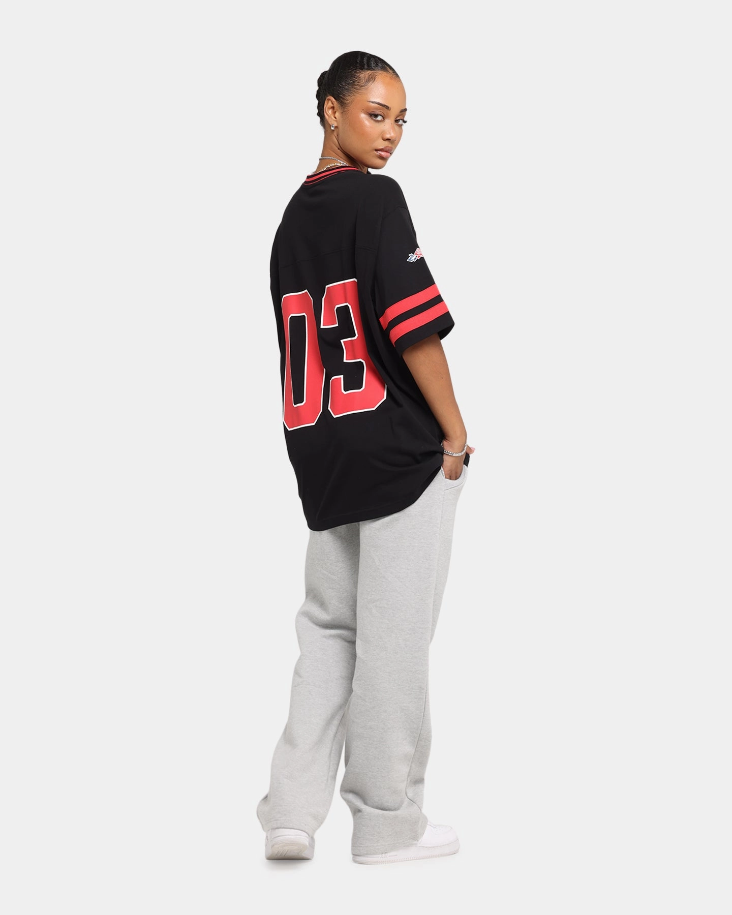 Carre Rose Football T-Shirt Black/Red UltraSoftInterior Stretchable Material