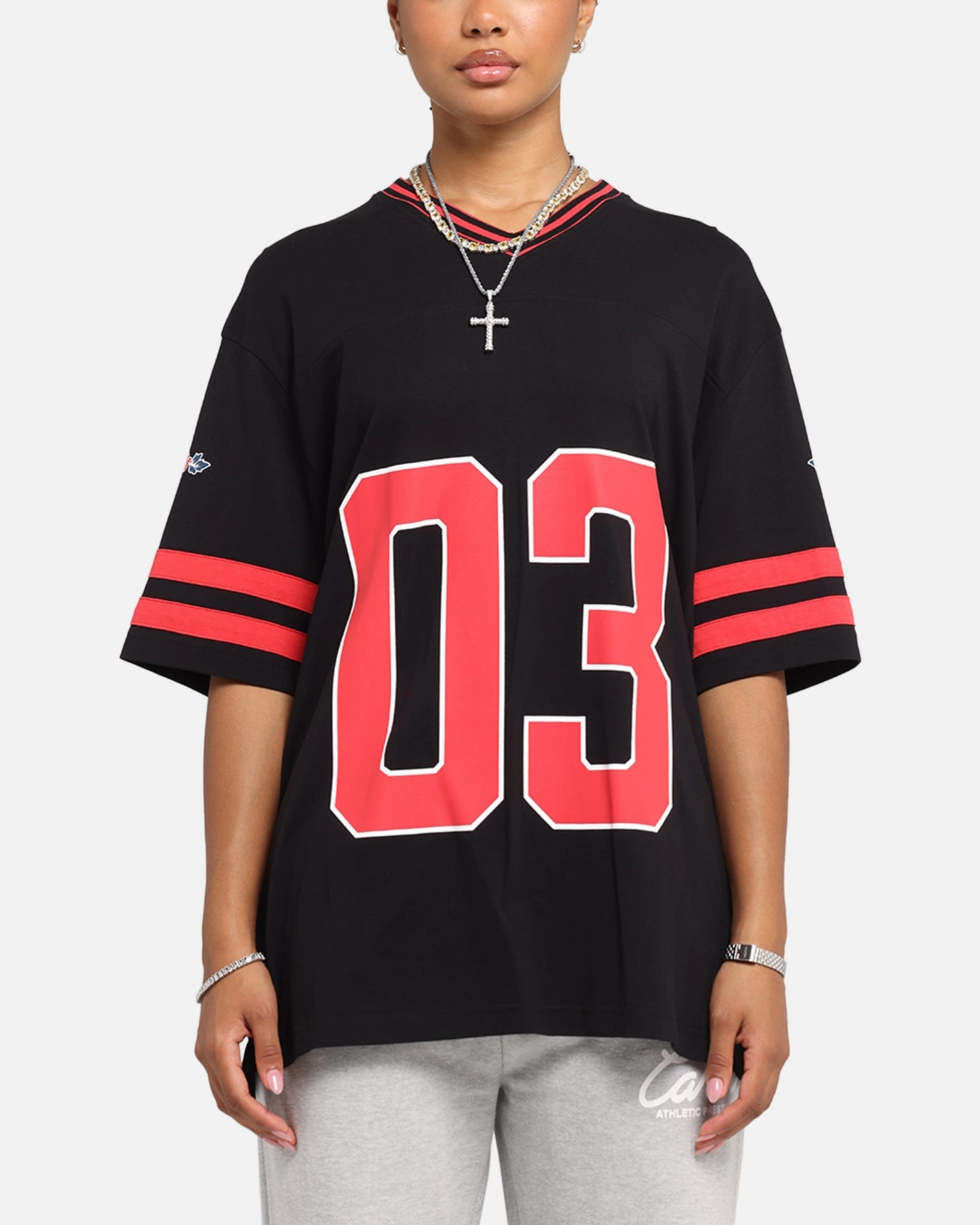 Reflective Trims Carre Rose Football T-Shirt Black/Red
