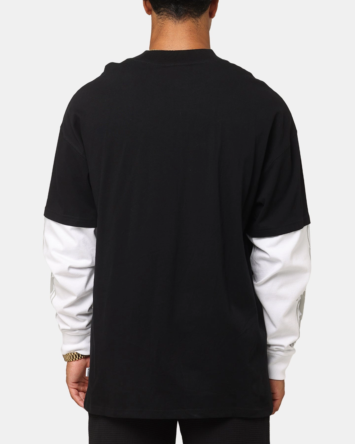 ReflectiveTrim Carre Rosebowl Layered Long Sleeve T-Shirt Black/White