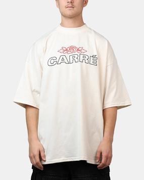 Simple Dress Friction Resistant Finish Carre Rosebud Drop T-Shirt Off White