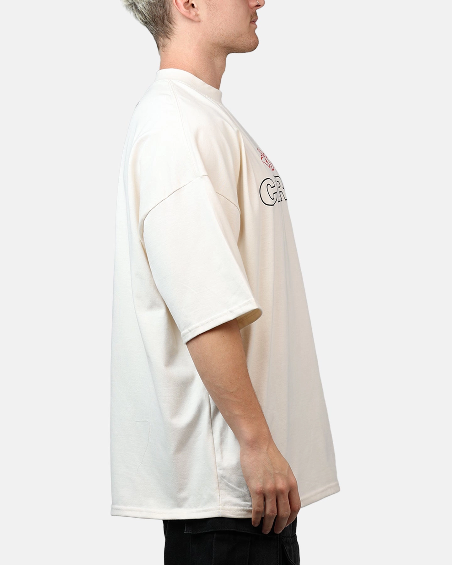 High Density Weave Carre Rosebud Drop T-Shirt Off White