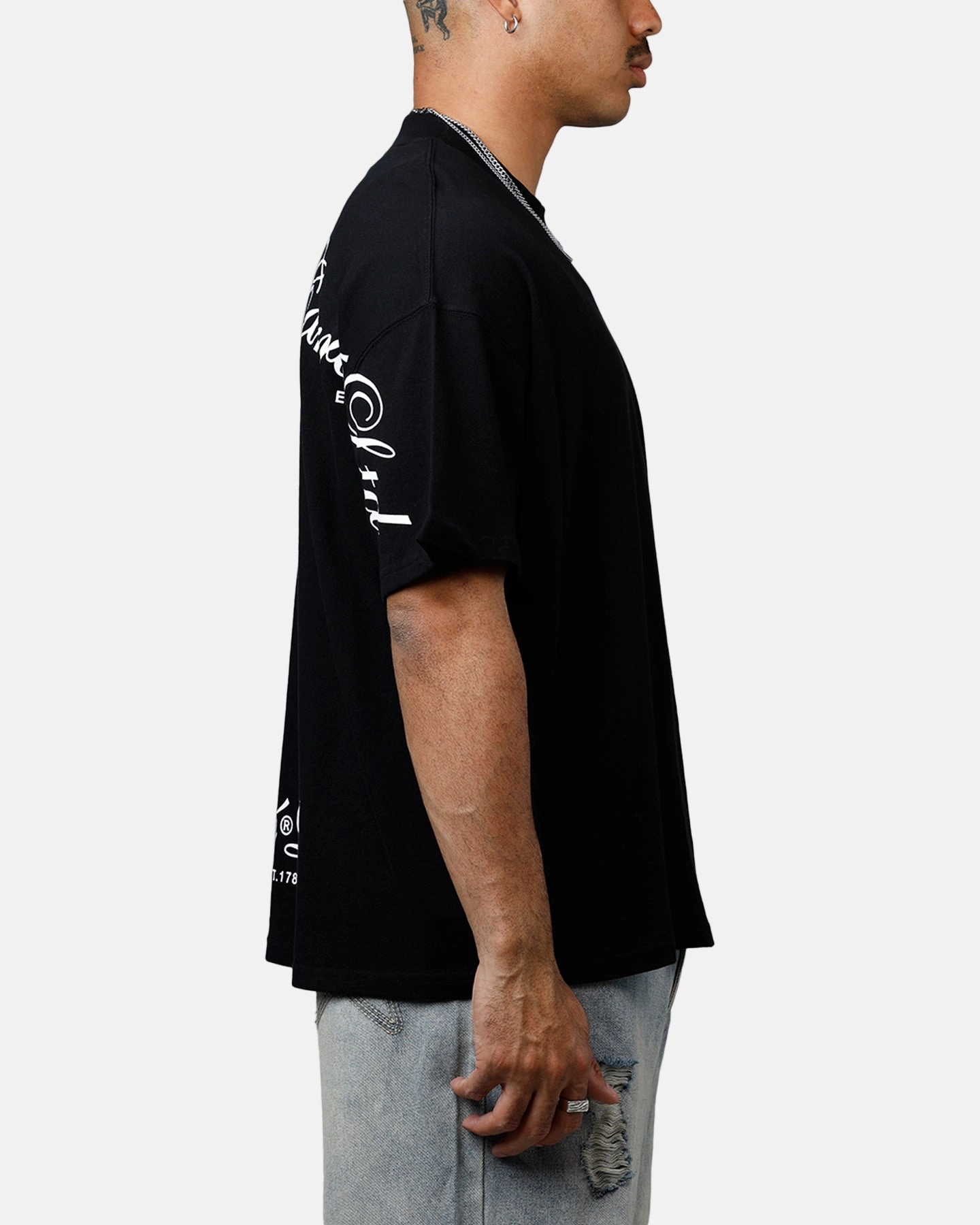 SweatAbsorbent Carre Side Script Oversized T-Shirt Black/White