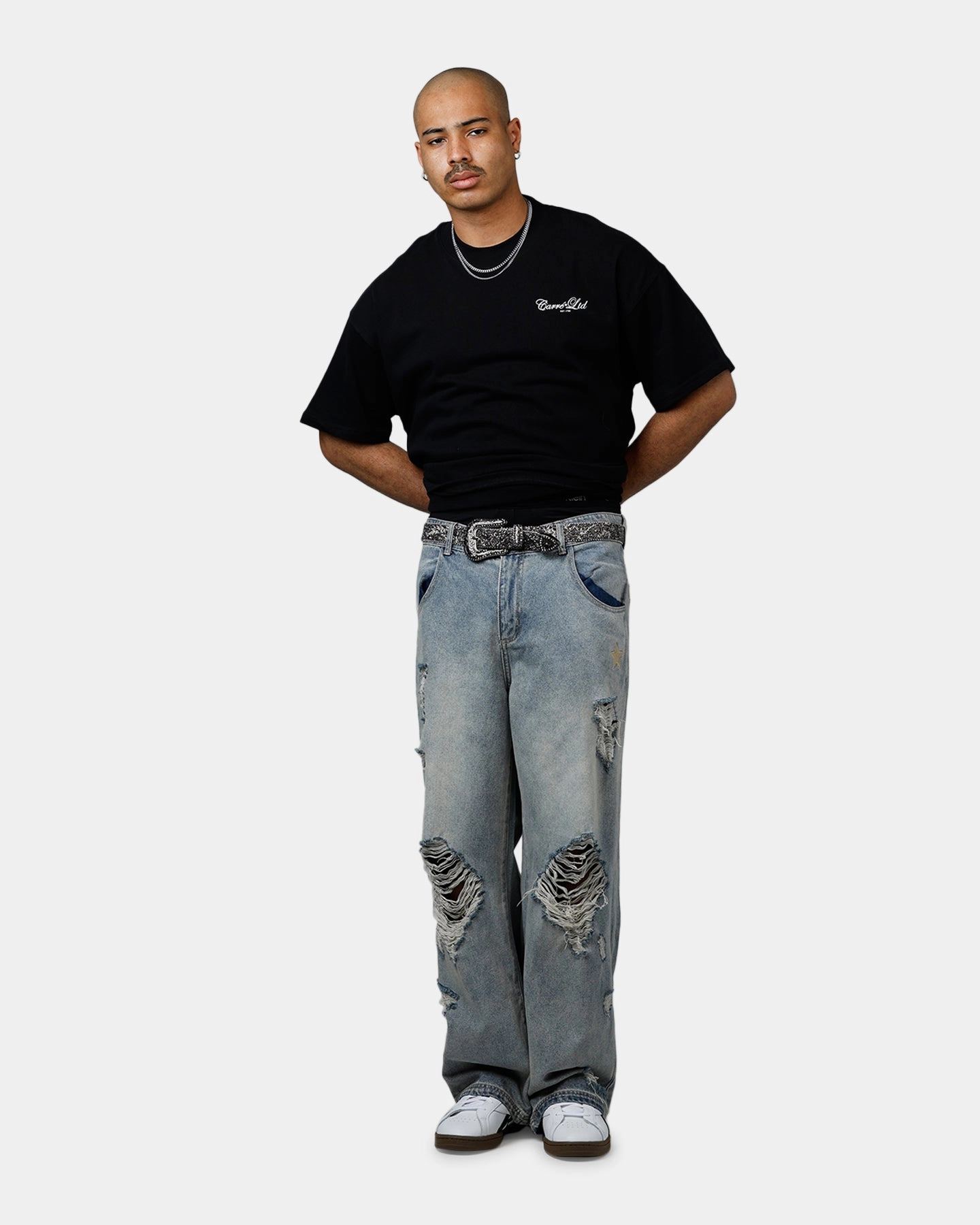 Reflective Trims EasyCareMaterial Carre Side Script Oversized T-Shirt Black/White