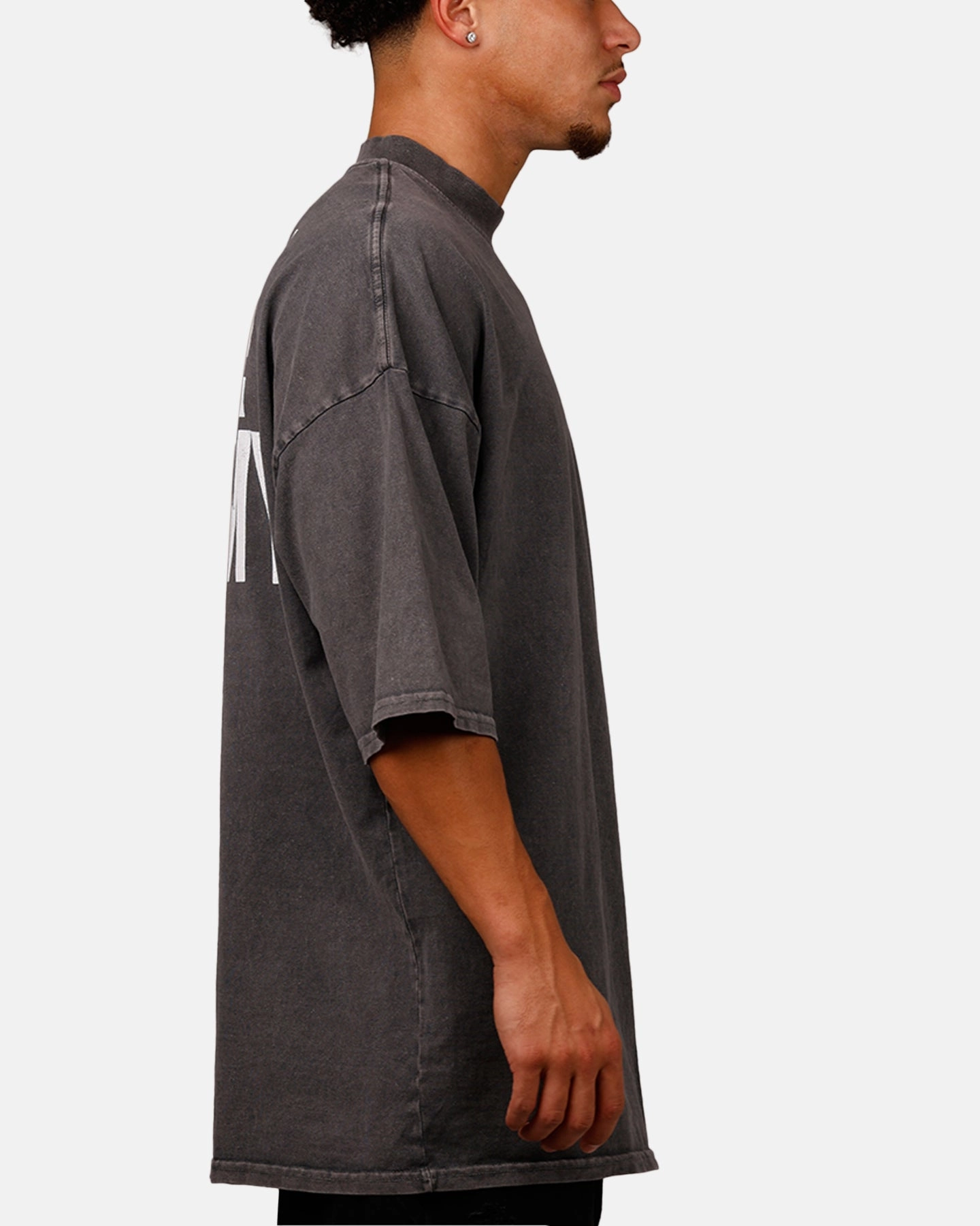 HighNeckCut Tapered Cut Carre Star Academy T-Shirt Washed Charcoal