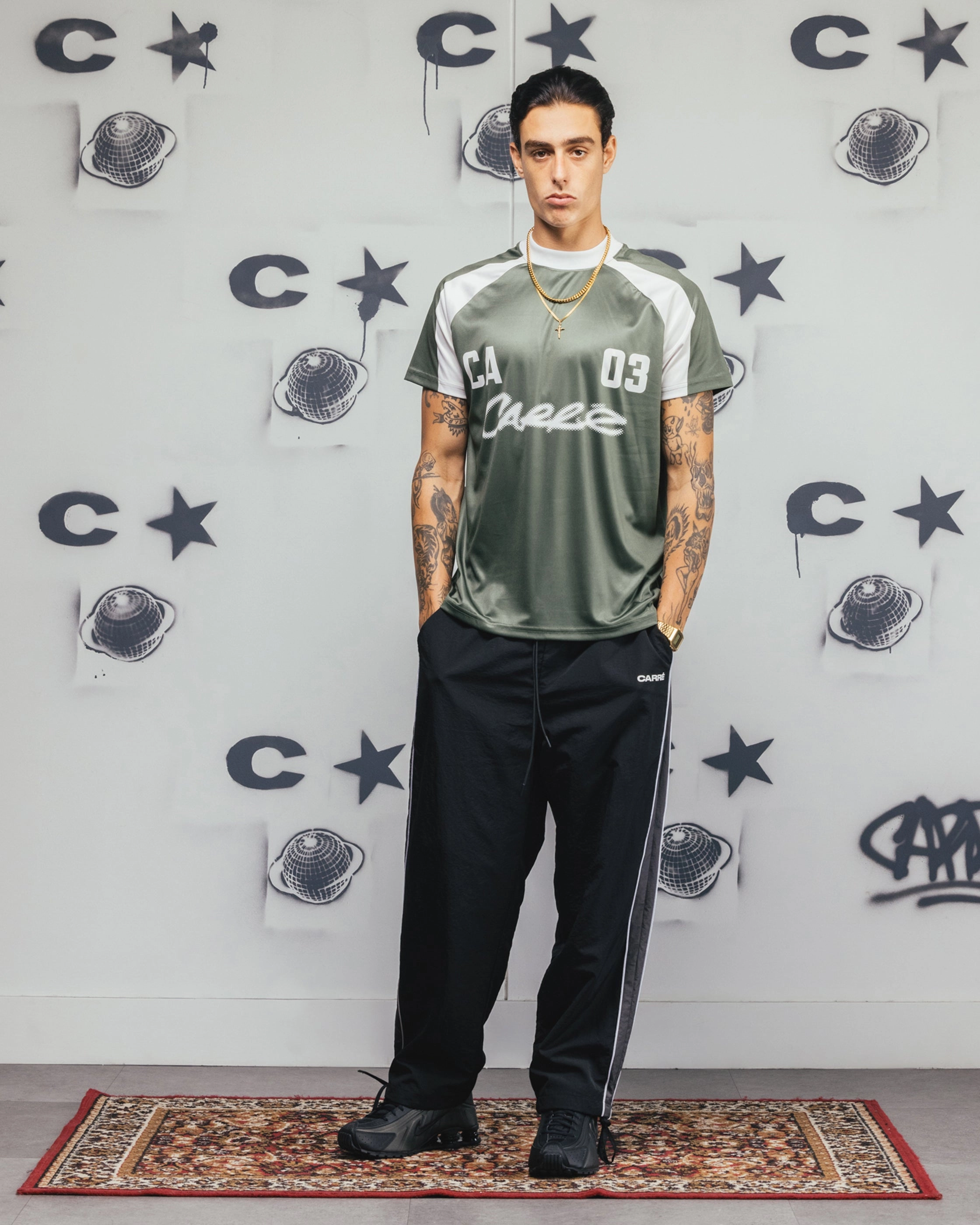 Thermal Regulating Design Carre Striker Jersey T-Shirt Green/White