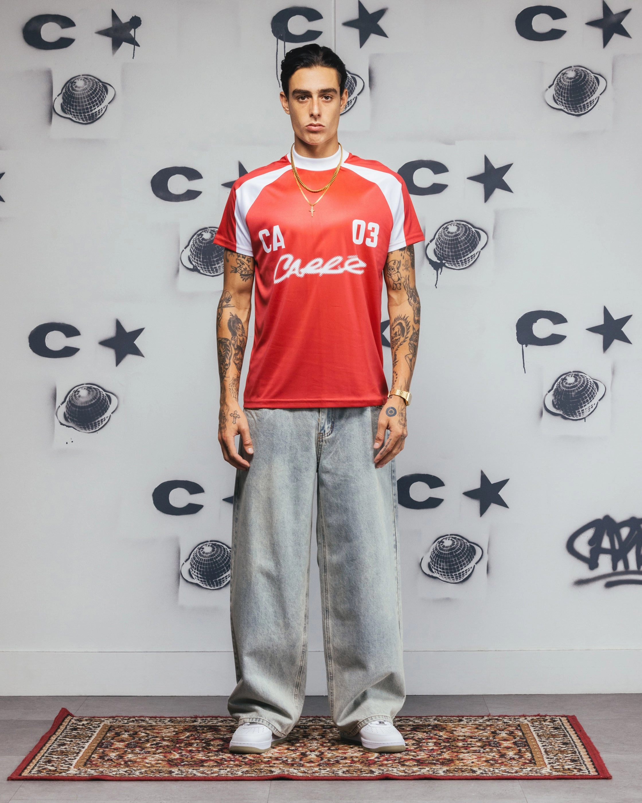 Ventilated Back Panels Carre Striker Jersey T-Shirt Red/White