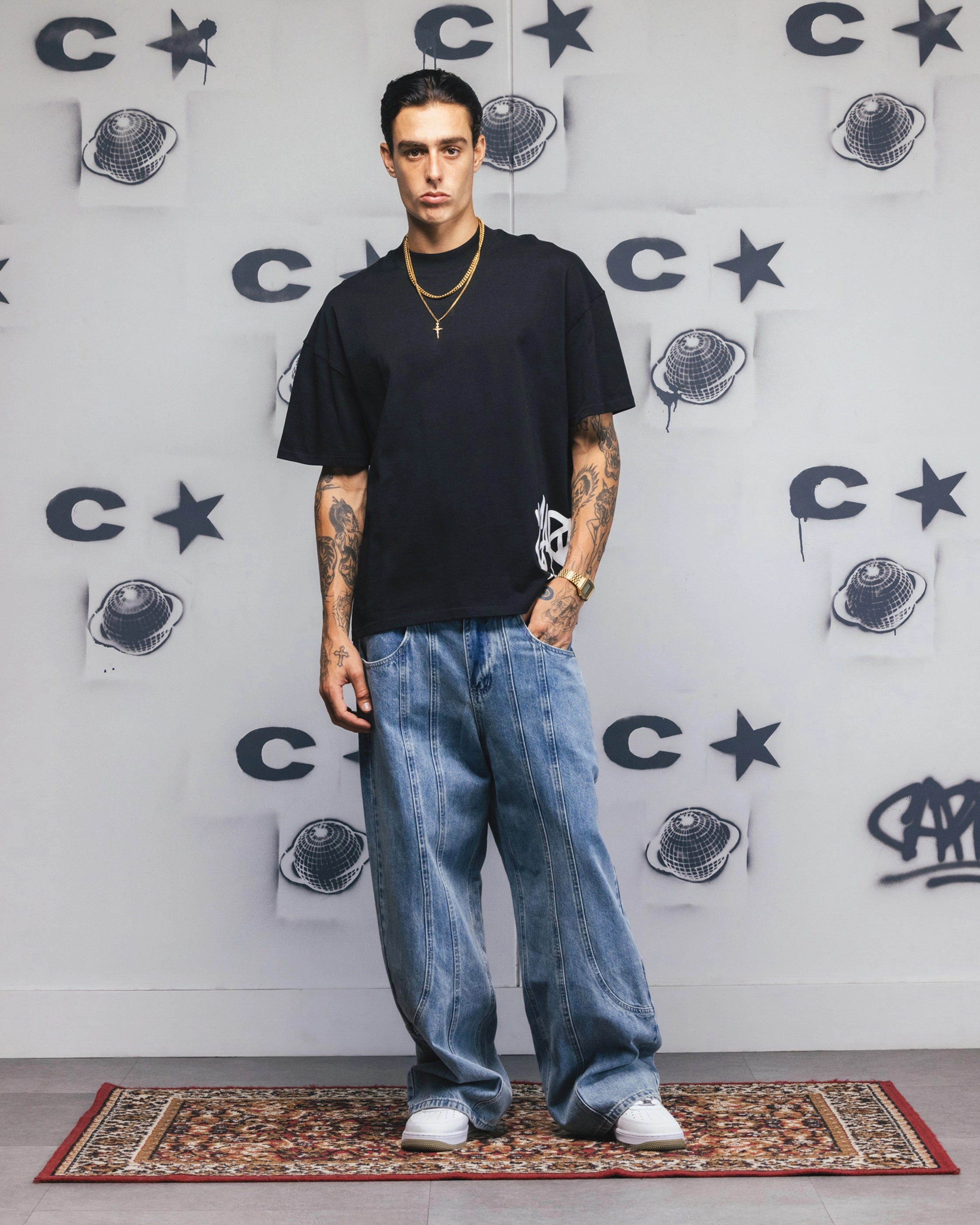 HypoallergenicConstruction Carre Tagline T-Shirt Black