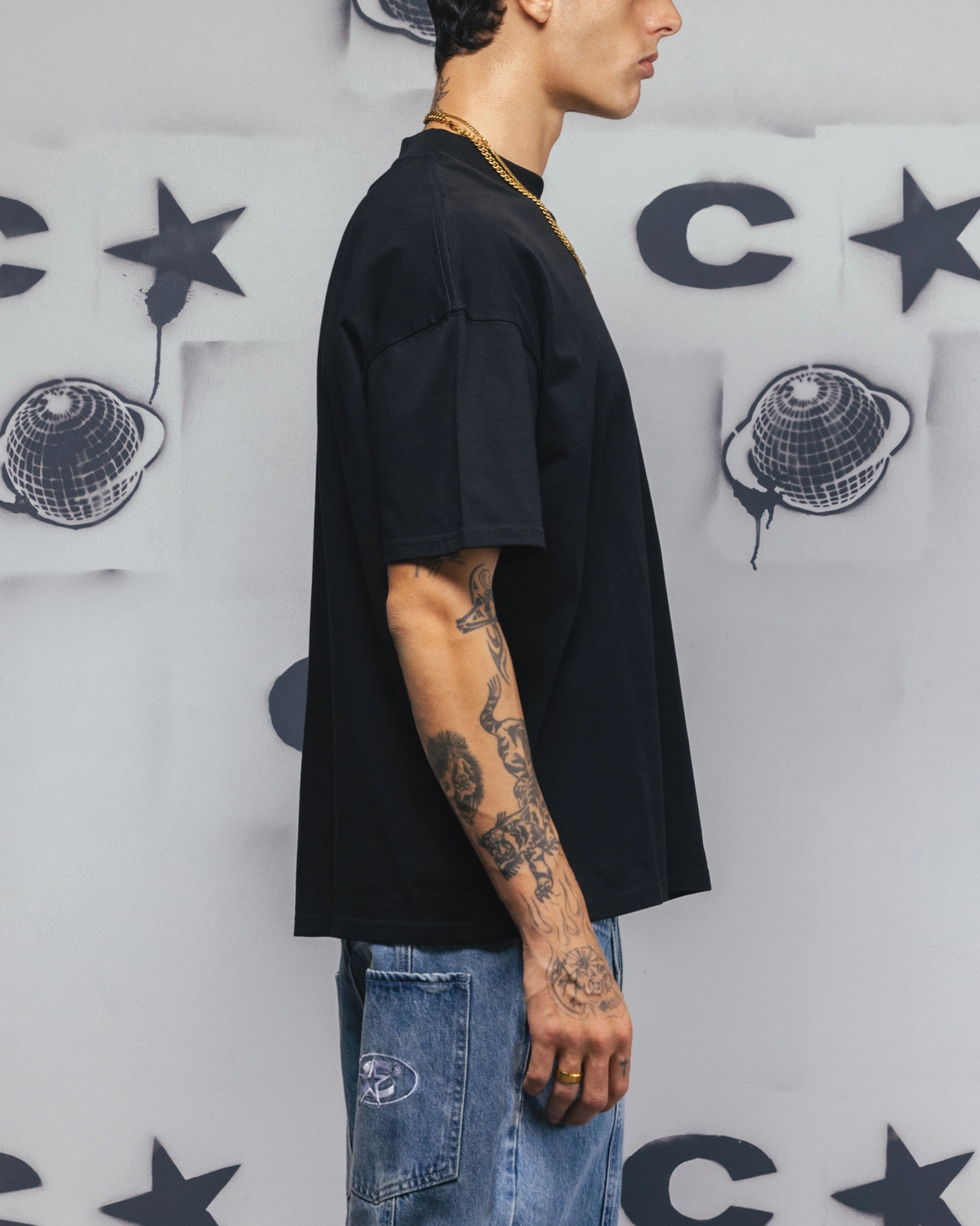 AntiSnag Fabric Carre Tagline T-Shirt Black