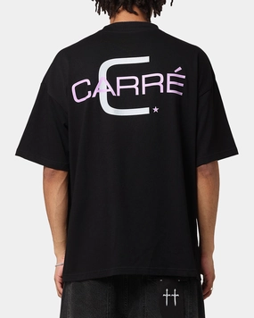 Ribbed Trim Carre Tech C T-Shirt Black