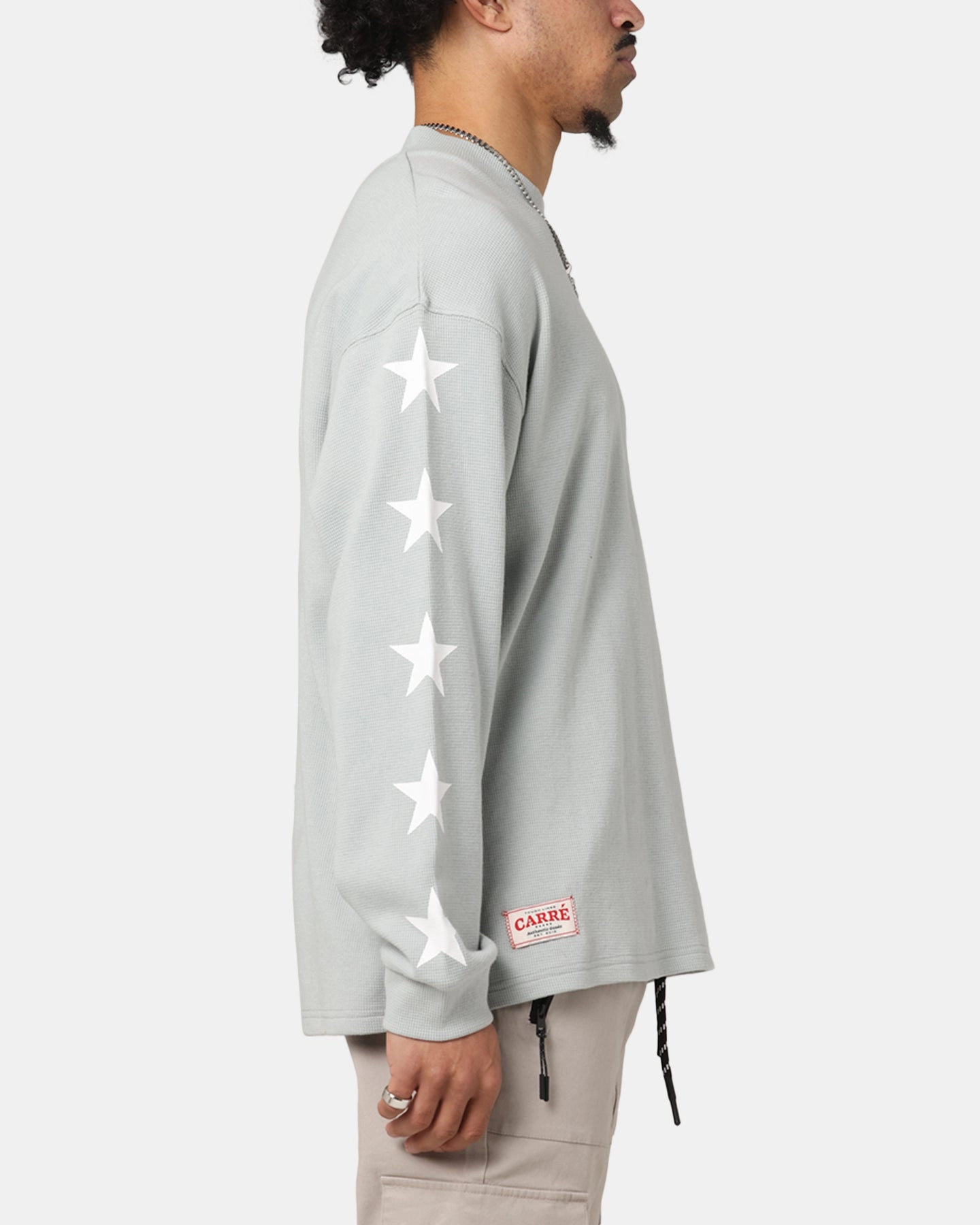 Carre Waffle Workwear Long Sleeve T-Shirt Grey Casual Tank