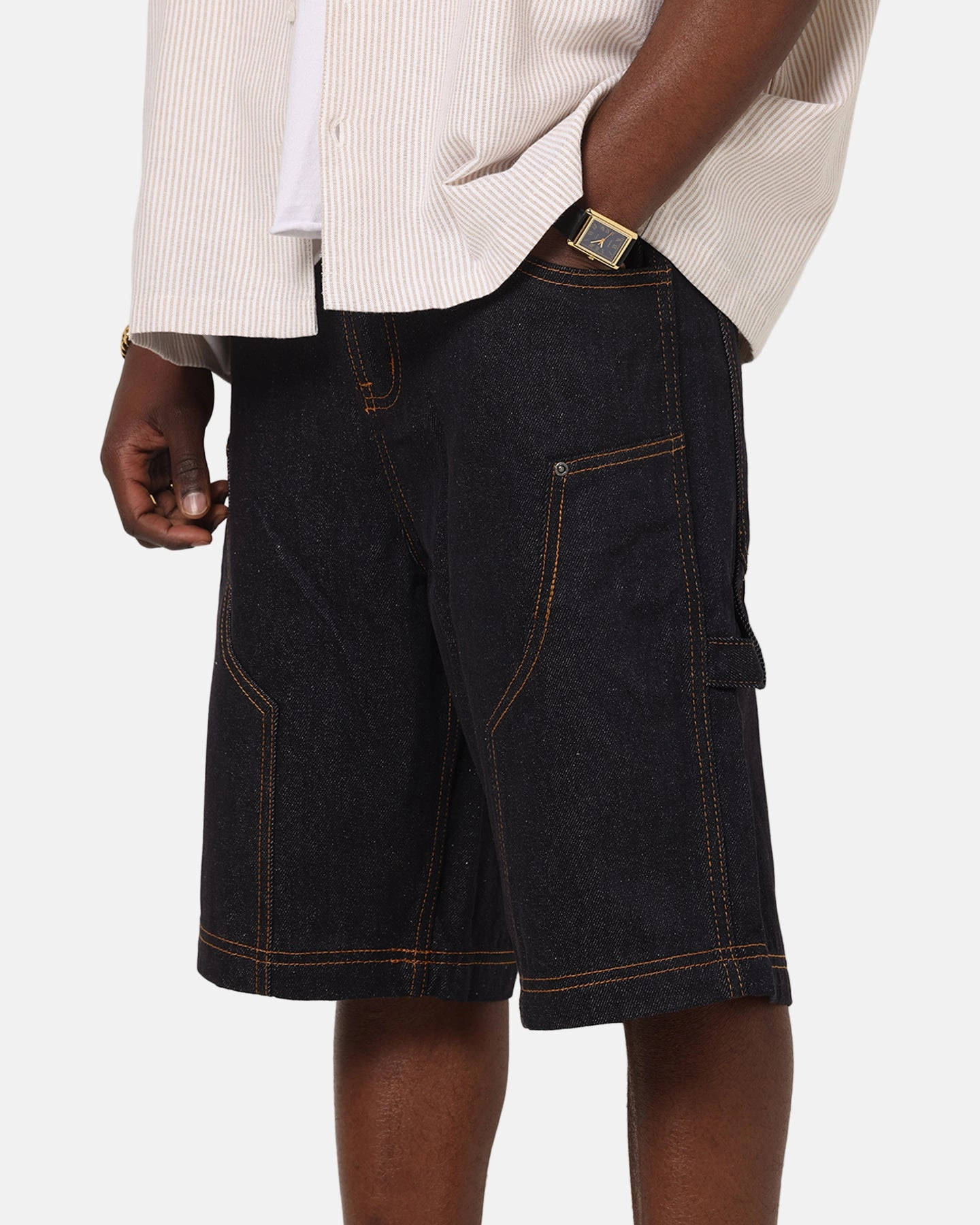 Lightweight Weave Carre Work Jorts Dark Washed Indigo