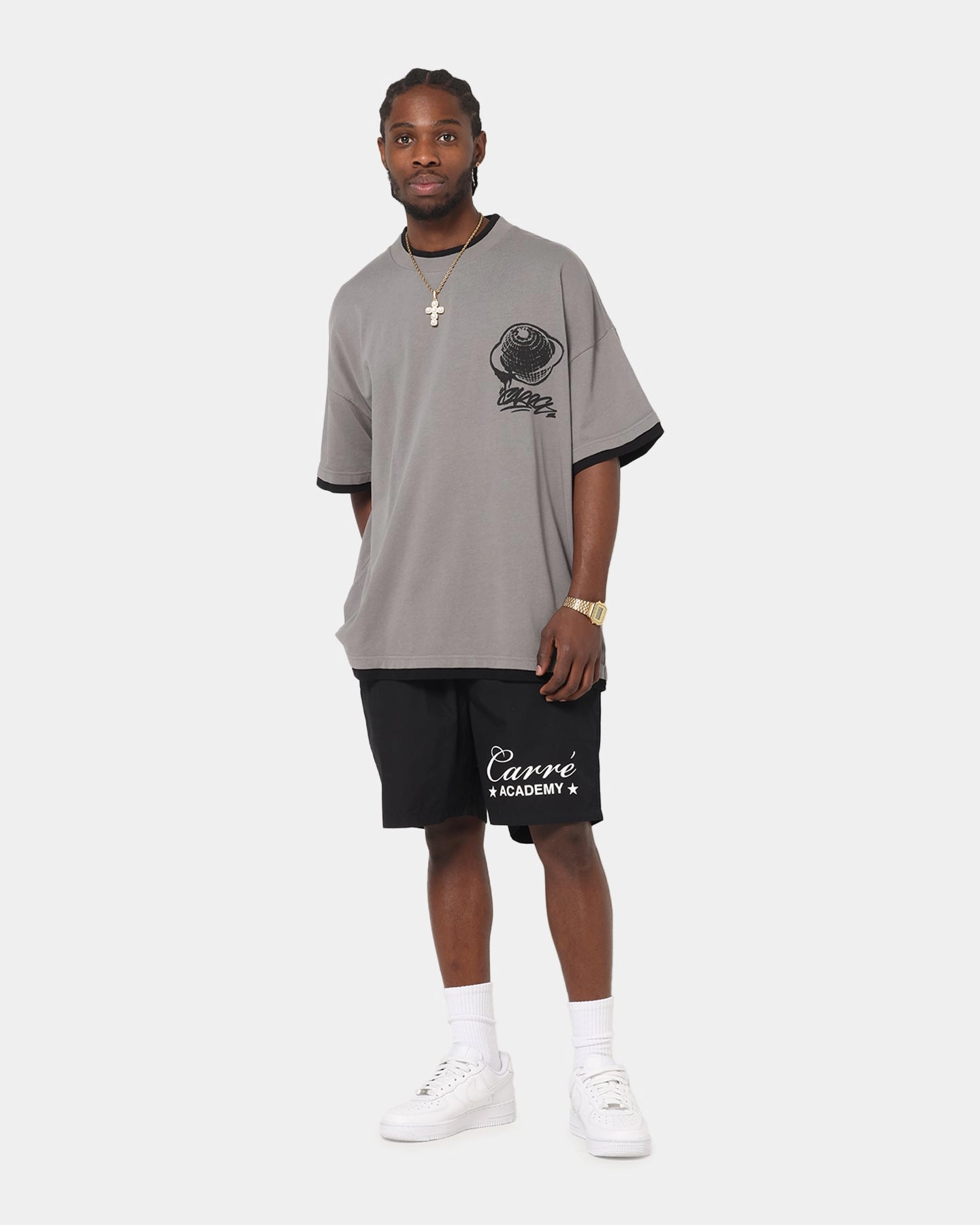 Carre Worldwide Layered T-Shirt Grey/Black LightweightWeave