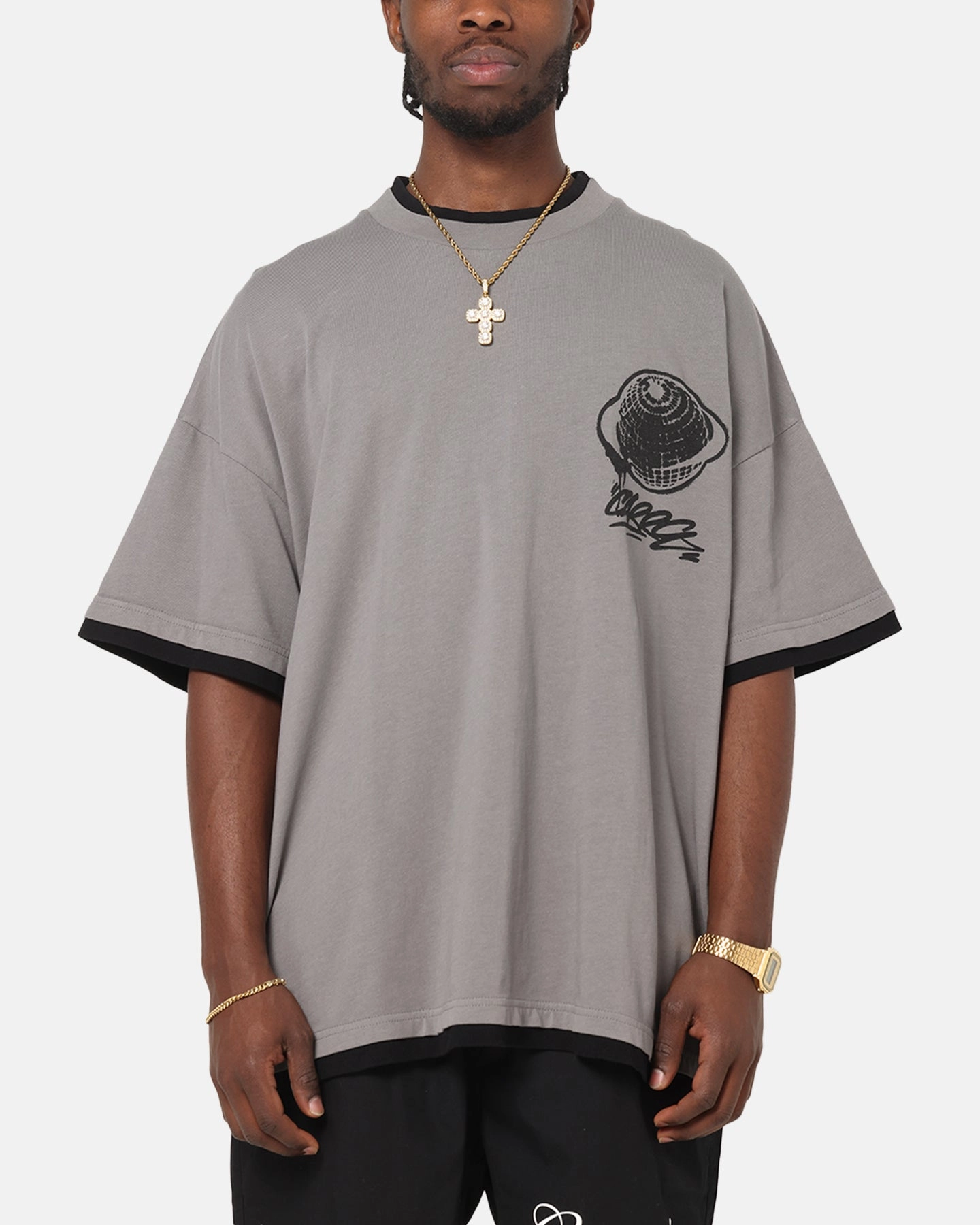Carre Worldwide Layered T-Shirt Grey/Black MoistureControl Non Restrictive Cut