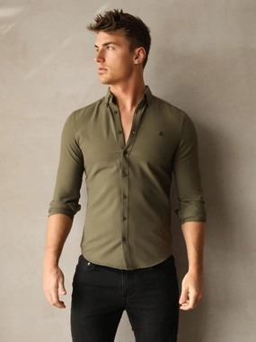 Seasonal Style Runway Inspired Carter Long Sleeve Shirt - Khaki Green