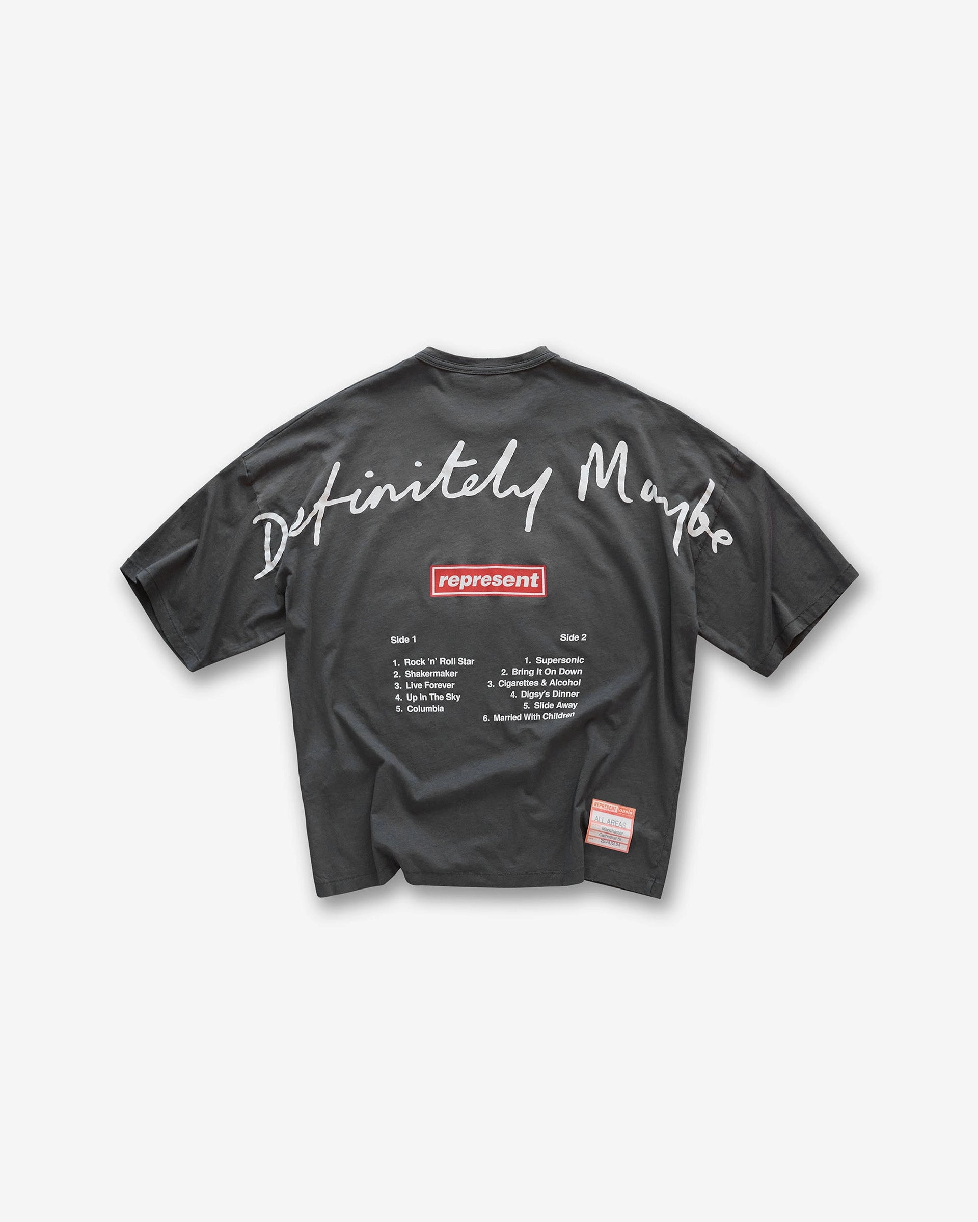 Represent X Oasis Definitely Maybe T-Shirt - Washed Black Lightweight Shirt Chill Vibes