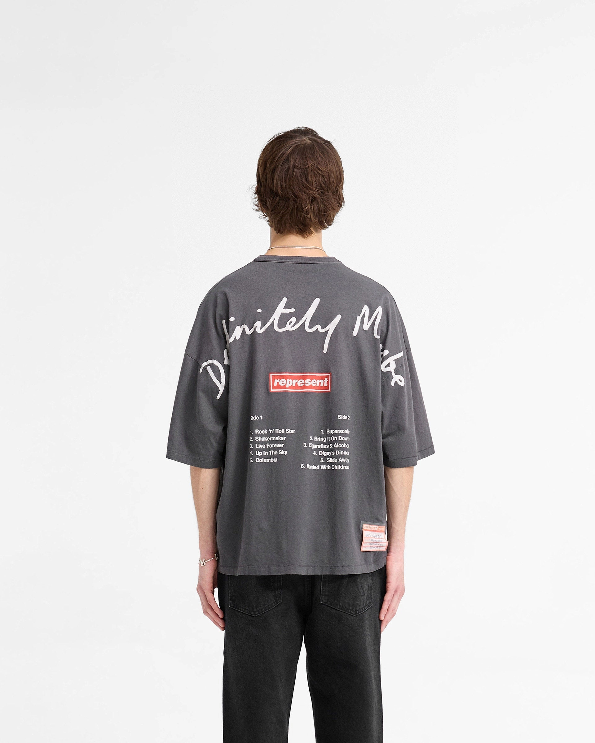 Represent X Oasis Definitely Maybe T-Shirt - Washed Black Comfy Wear Quick Fit Design