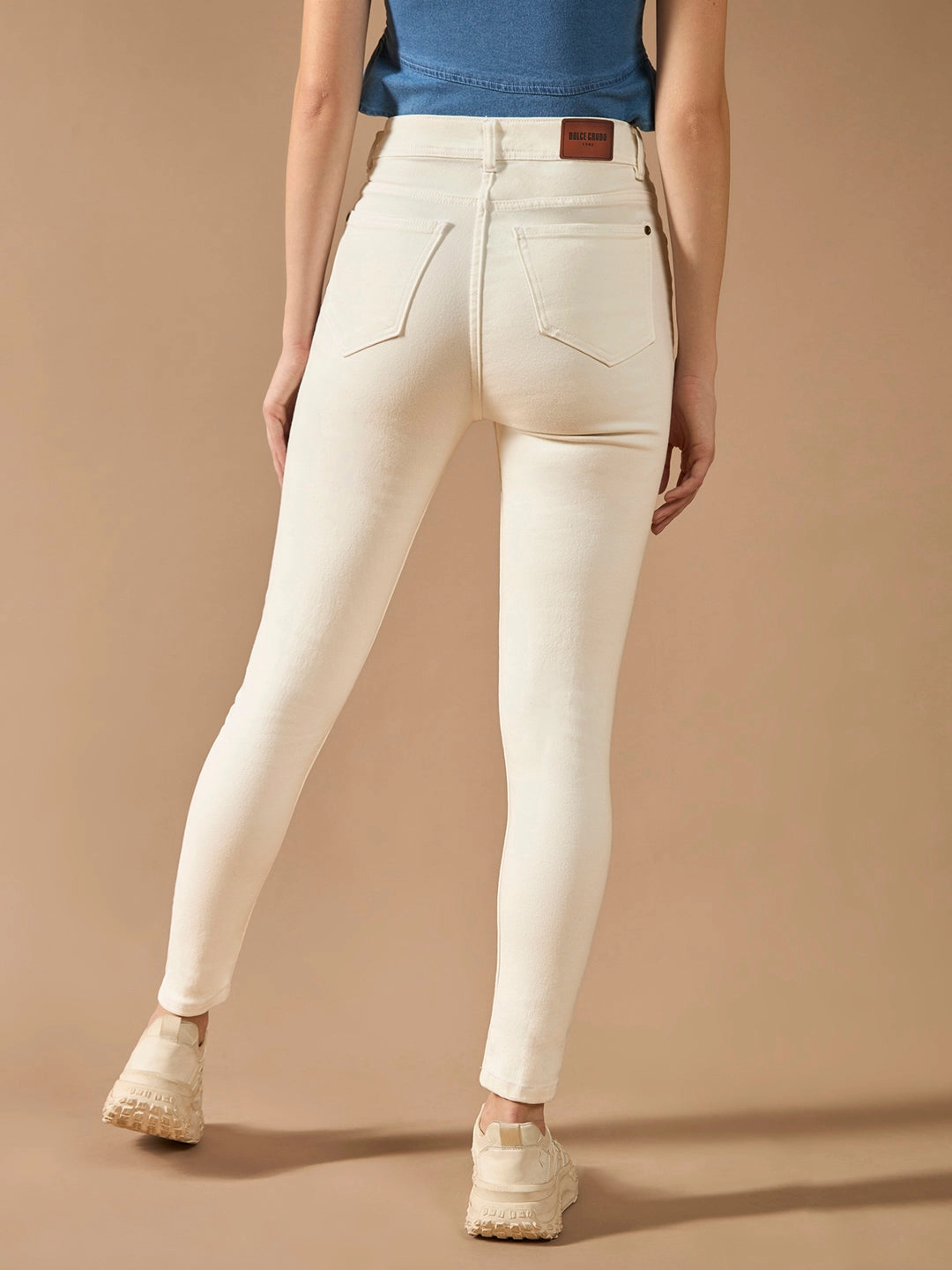 Go-To Style Women's White Skinny Mid-Rise Clean-Look Bleached Regular-Length Stretchable Denim Jeans