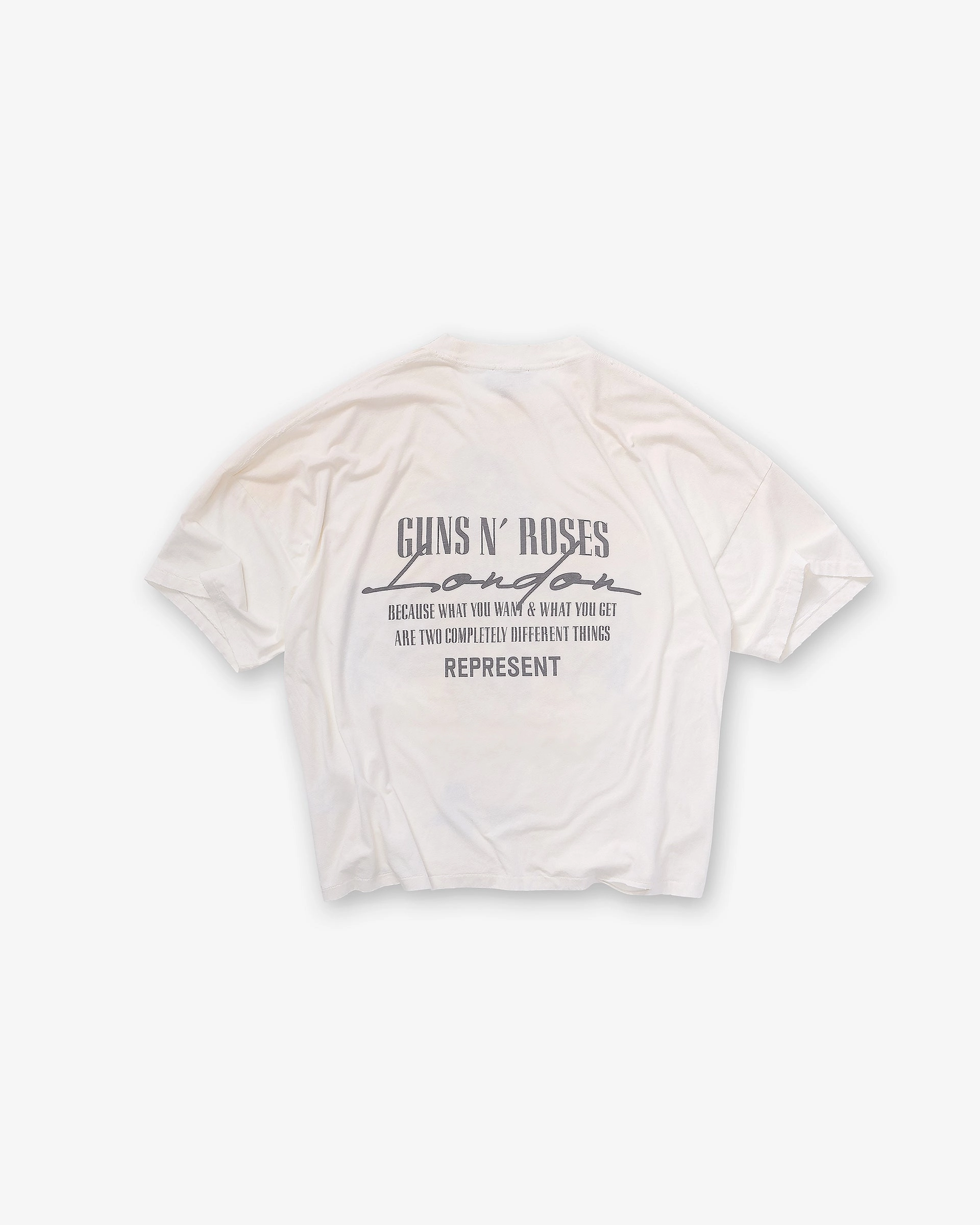 Represent X Guns N' Roses Cross T-Shirt - Washed Ecru Relaxed Wear Flex Fit