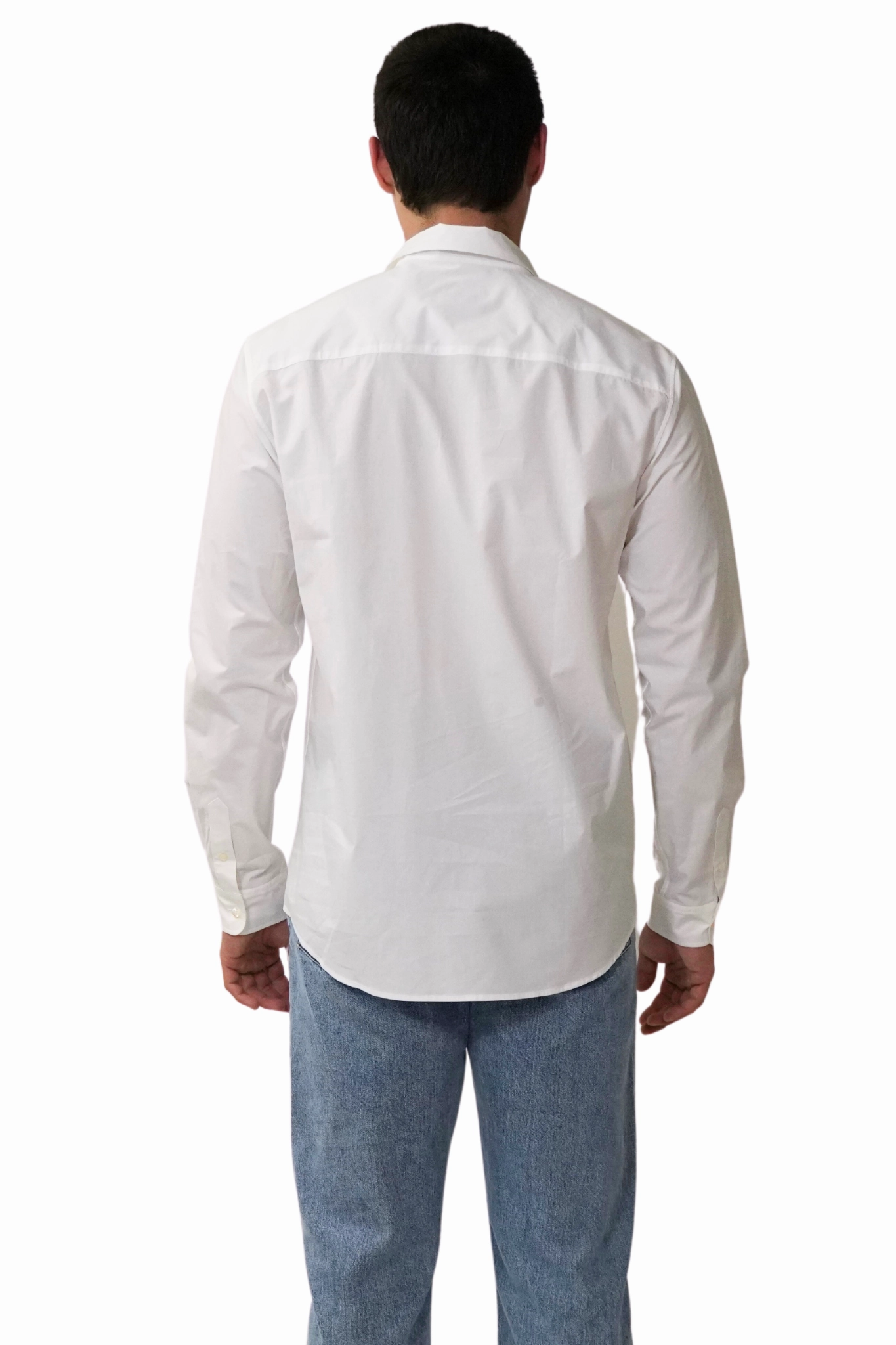 Flatlock stitching EasyCare Fabric Casual Shirt in White