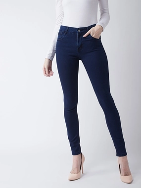 24/7 Comfort Navy-Blue Skinny-Fit Mid-Rise Stretchable Denim Jeans Outfit Ideas