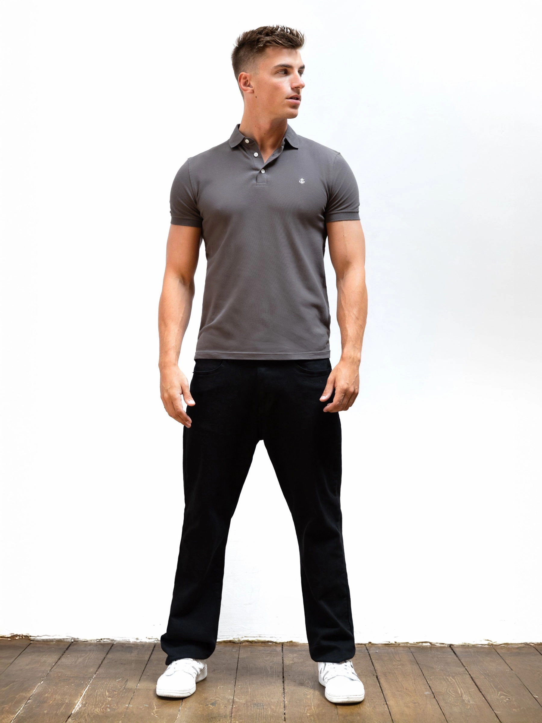 Anchor Polo Shirt - Grey Floral Motif