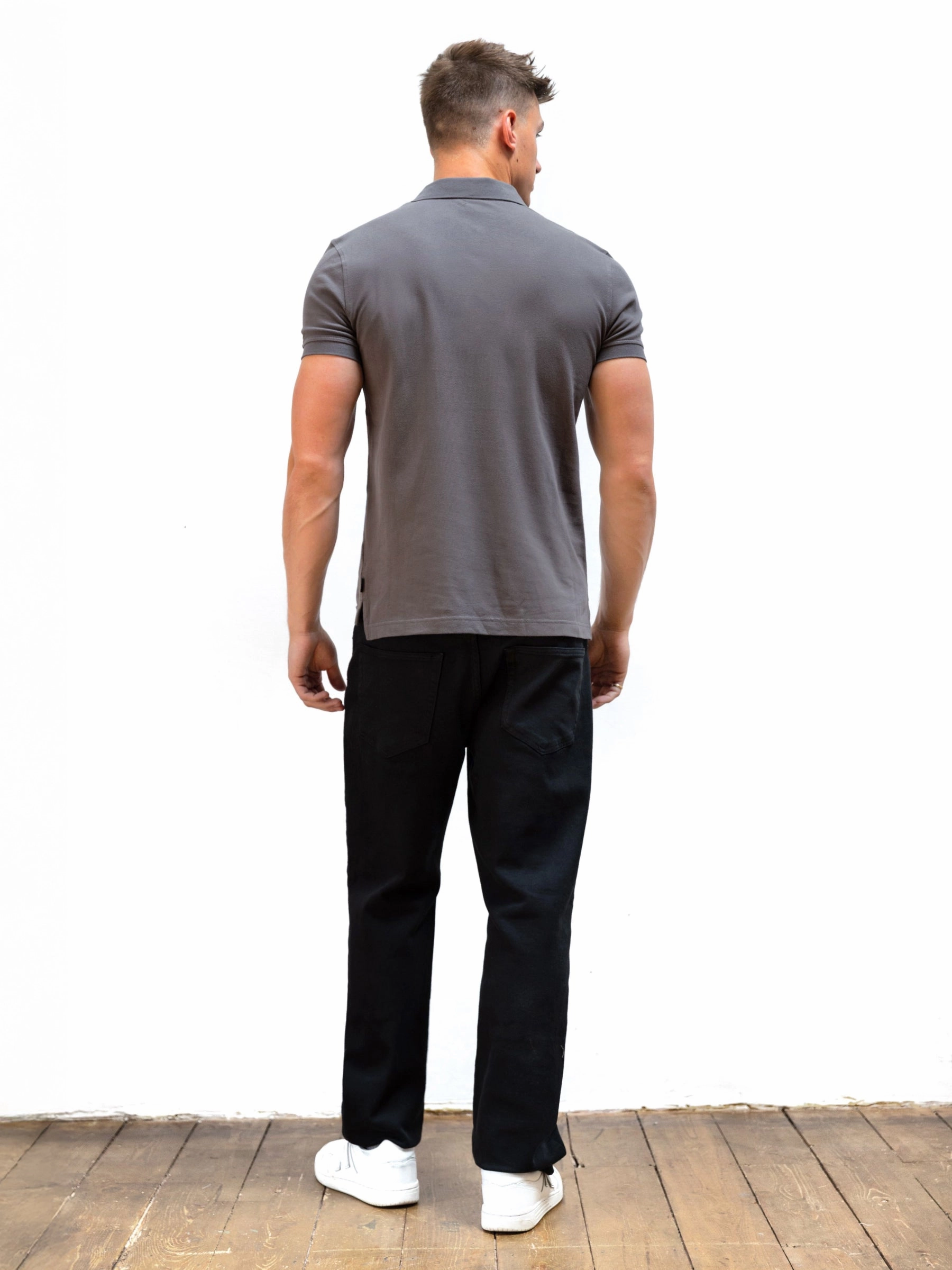 Chambray Fabric Seasonal Comfort Anchor Polo Shirt - Grey