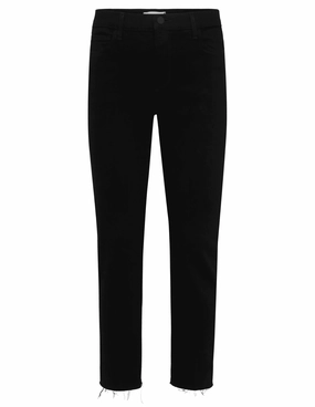 L'AGENCE Sada High Rise Cropped Slim Jeans In Black Winter Warmth Outdoor Adventure