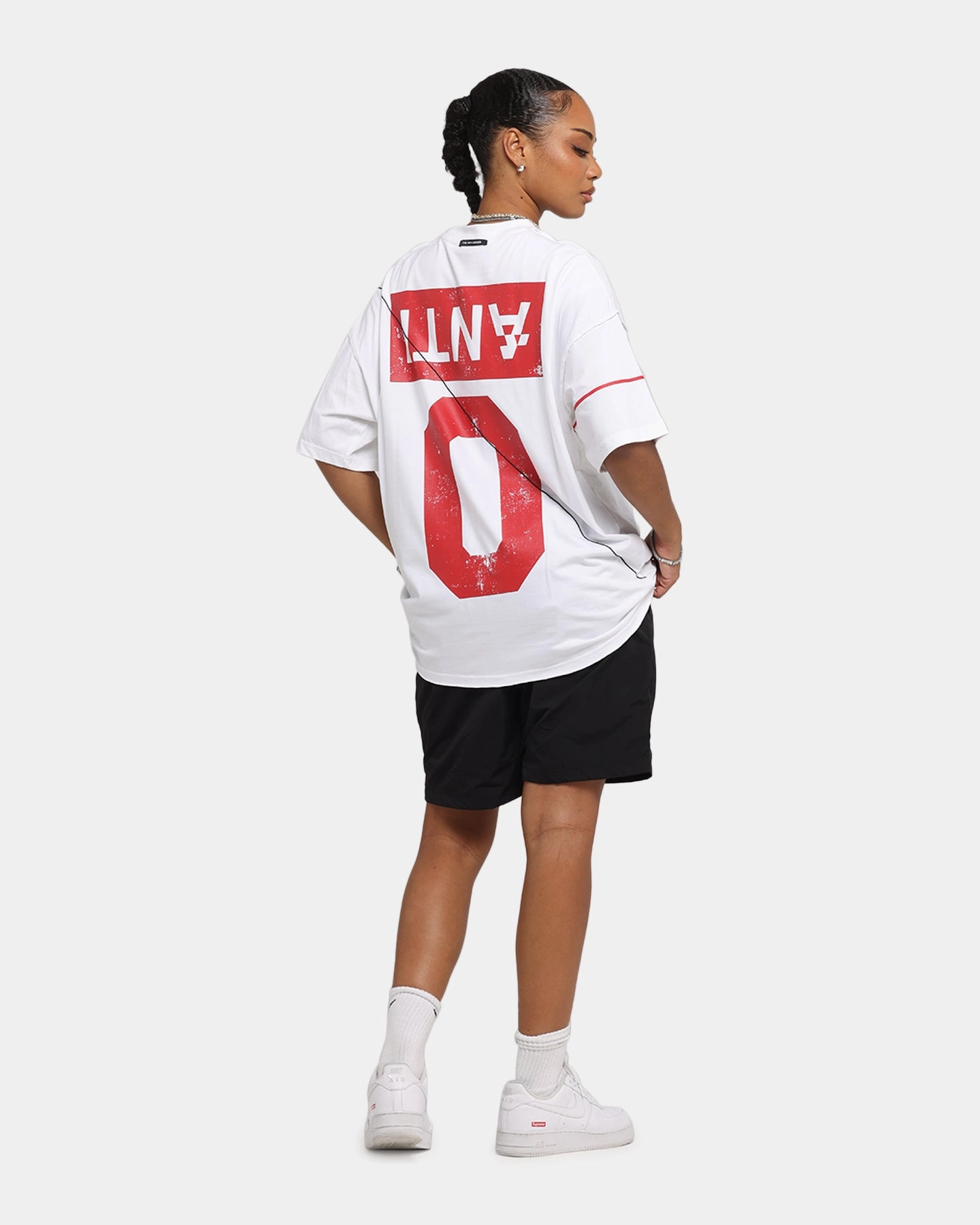 The Anti Order Azero Non Seam Oversized T-Shirt White/Red NonRestrictiveSilhouette FrenchTerryTexture