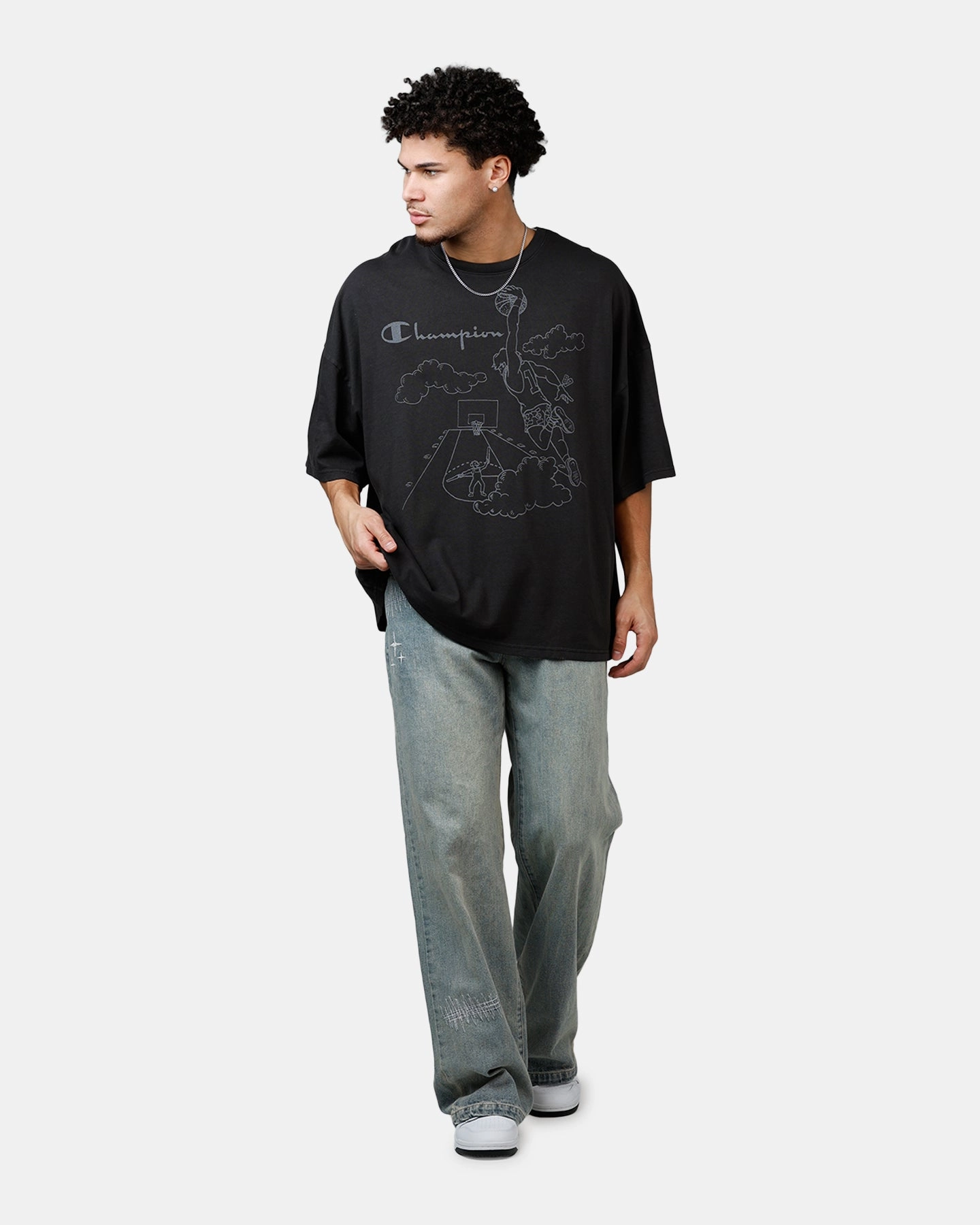 Champion Basketball T-Shirt Black Reinforced Shoulder Seams